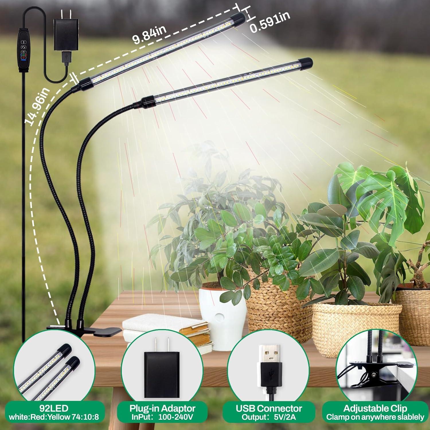 Luz de Crecimiento LED Leoter 2 Cabezas Espectro Completo 84 LED