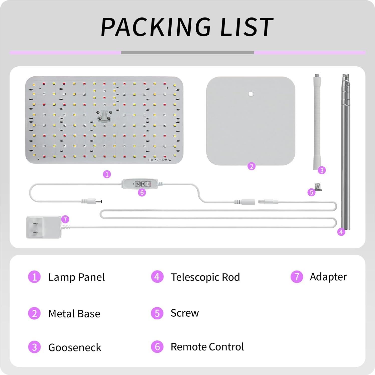 Luz de Cultivo LED BESTVA 18W con Soporte Ajustable y Temporizador