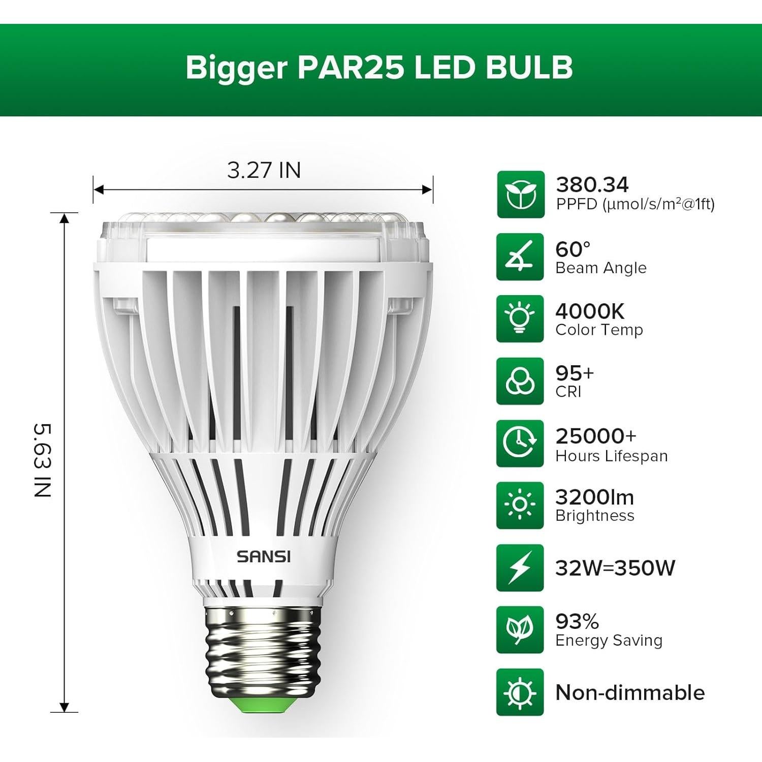 Bombilla de Crecimiento SANSI 32W Espectro Completo 4000K