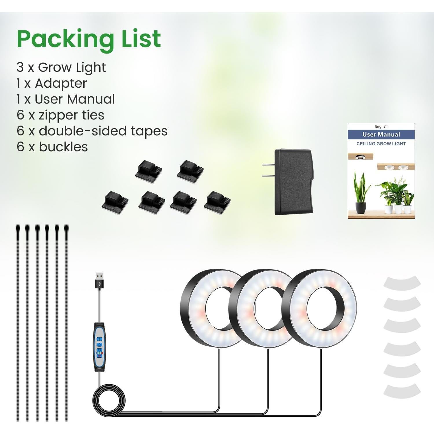 Luz de Crecimiento LED Wiaxulay 8.89cm 144 LEDs Espectro Completo