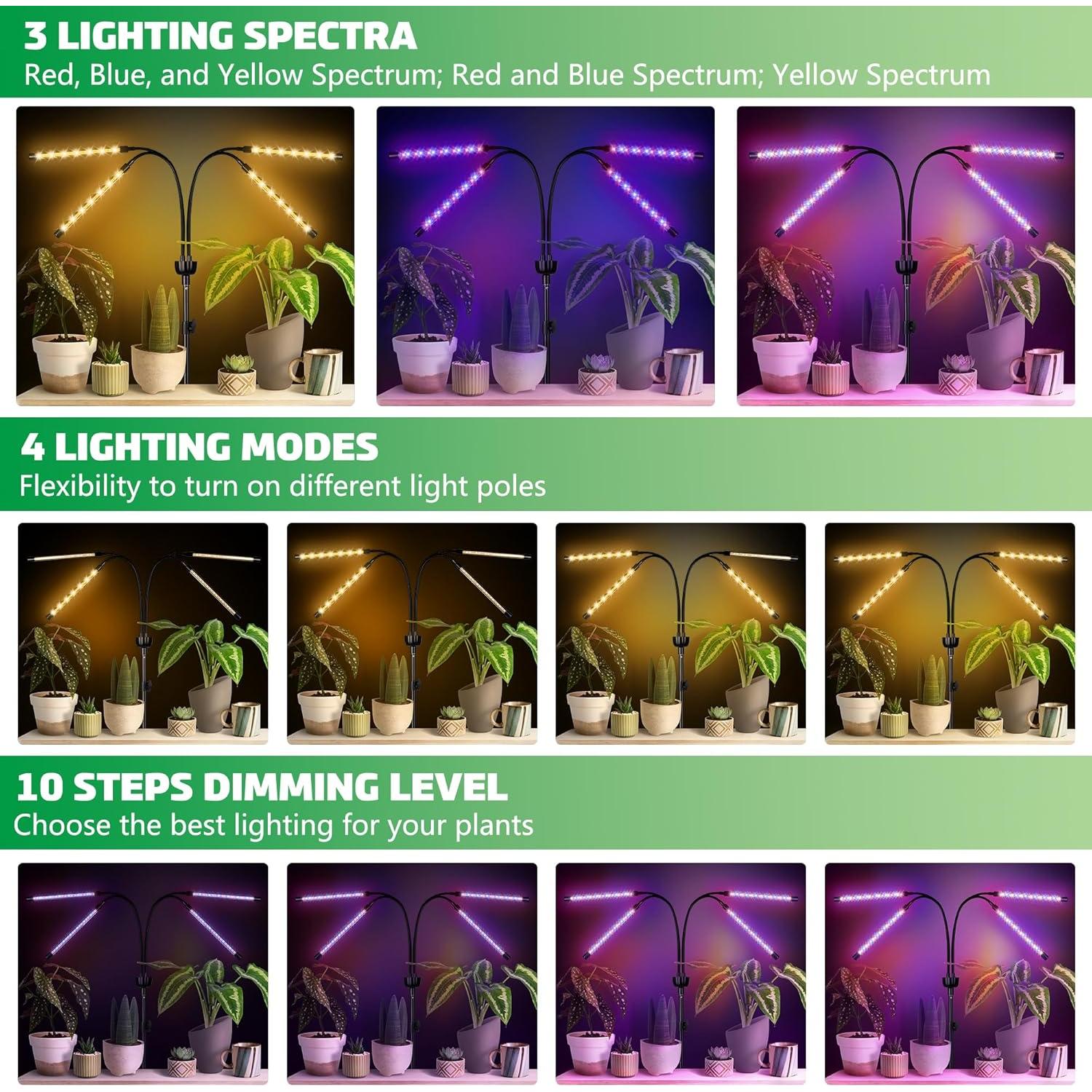 Lámpara de Cultivo LED Espectro Completo Yentbokj 38-160 cm