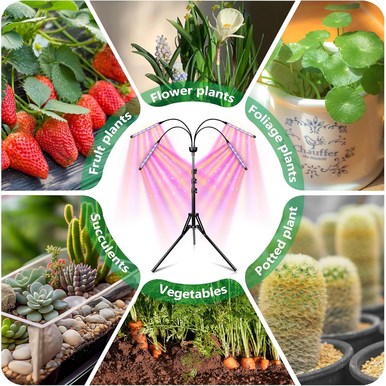 Lámpara de Cultivo LED Espectro Completo Yentbokj 38-160 cm