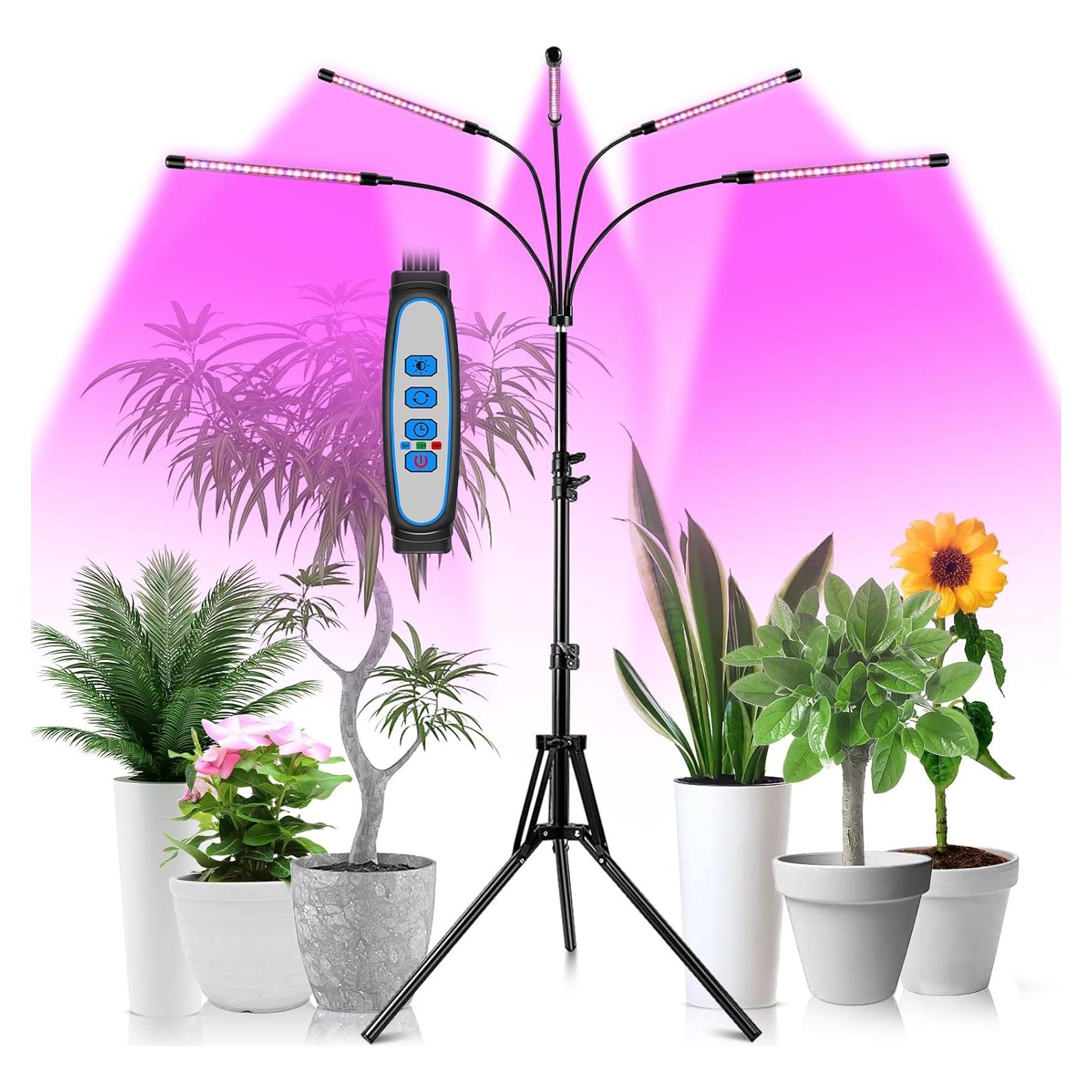 Luz de Crecimiento LED Garpsen 5 Cabezas con Soporte Ajustable