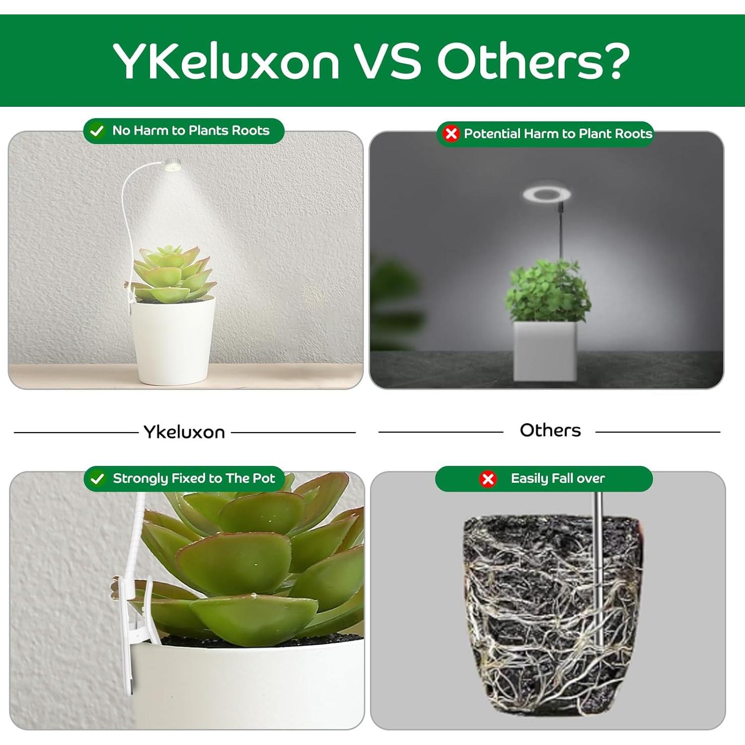 Luz de Crecimiento LED YKeluxon con Clip y Temporizador 10 Niveles