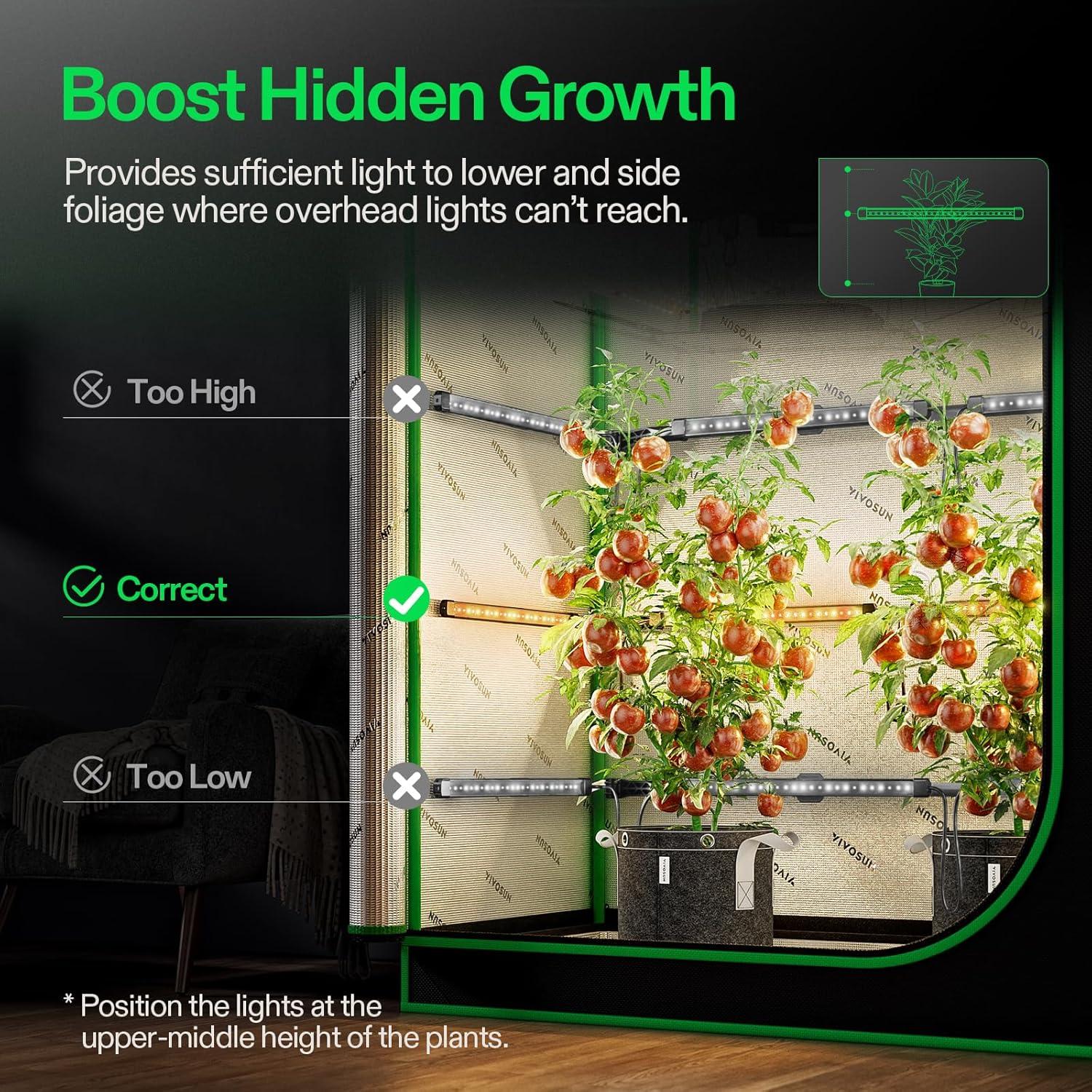 VIVOSUN Luz LED de Cultivo 50W 4 Barras Espectro Completo