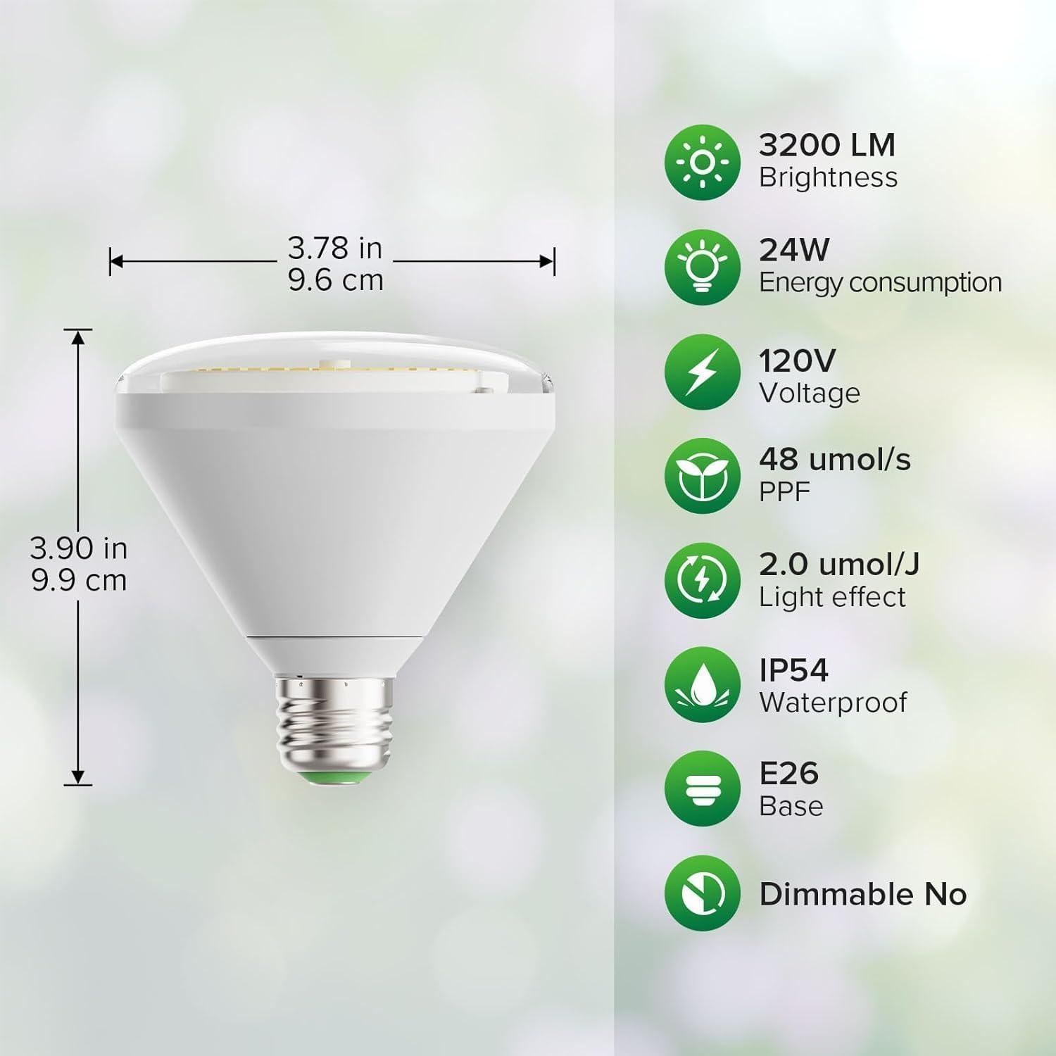 Bombilla de Crecimiento LED SANSI BR30 24W Espectro Completo IP54