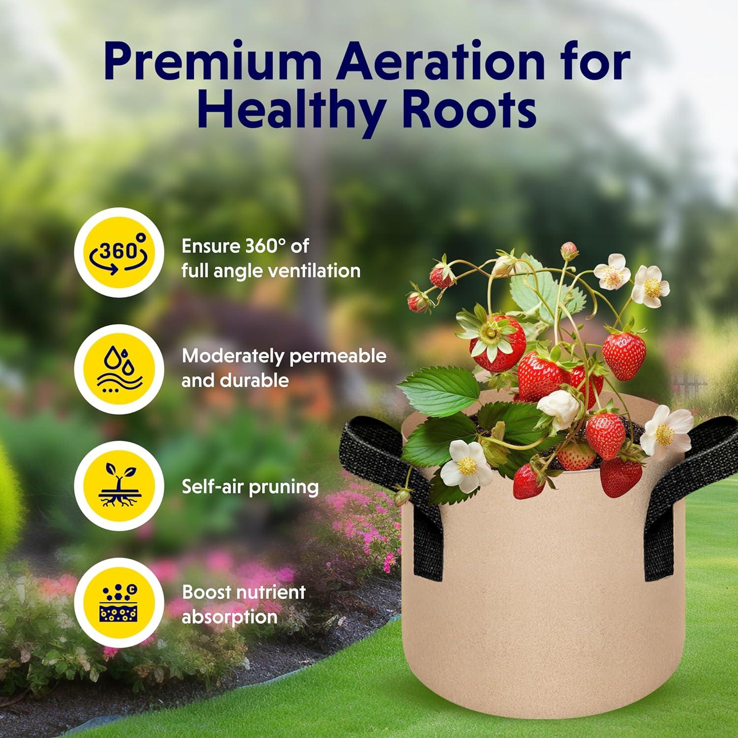 Bolsas de Cultivo YSSOA 5-Pack 7.6L Tela No Tejida