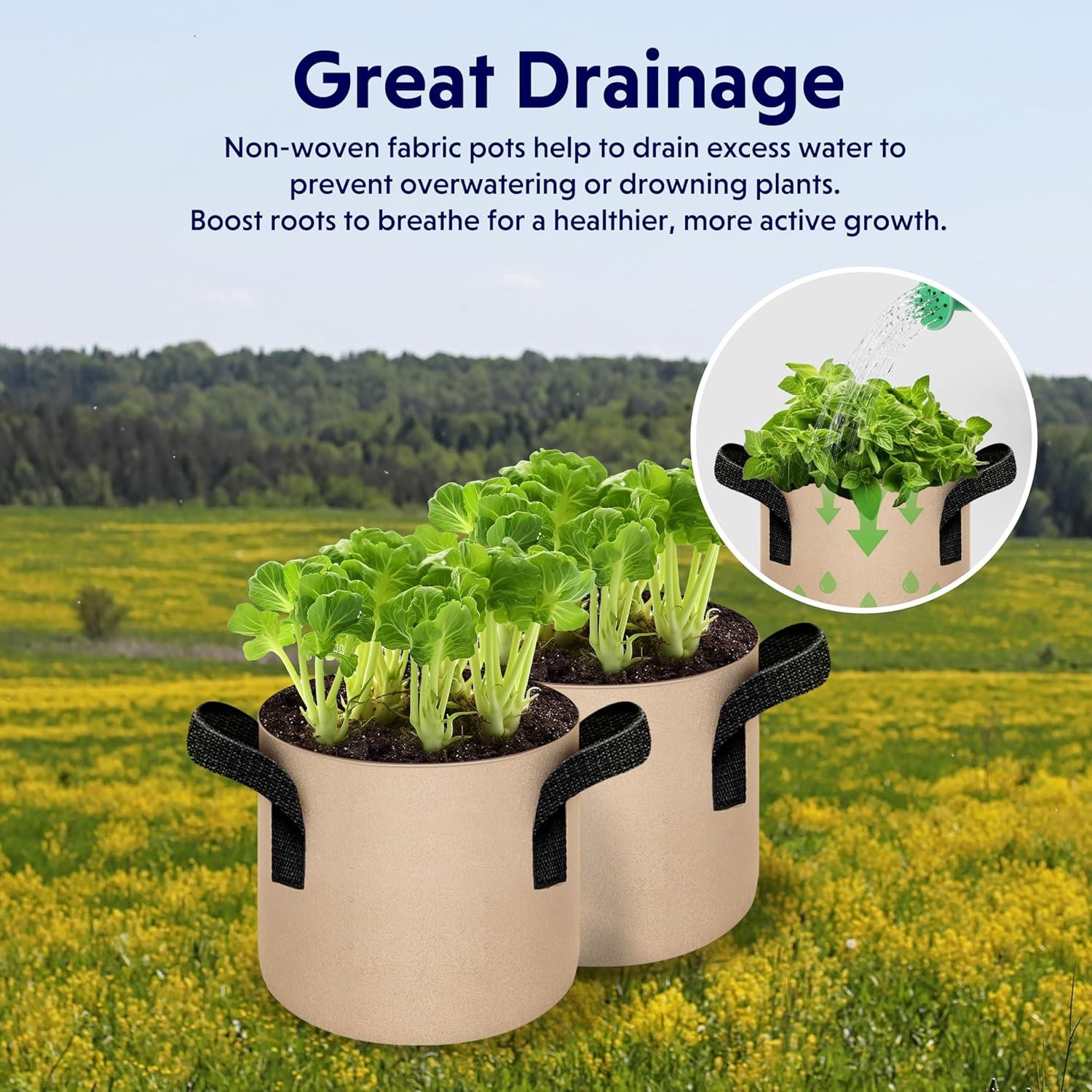 Bolsas de Cultivo YSSOA 5-Pack 7.6L Tela No Tejida