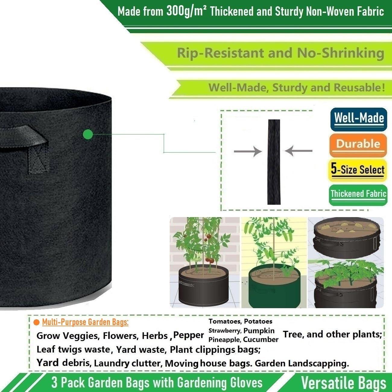 Paquete de 3 Bolsas de Cultivo Tespher 40 Galones 70x40 cm