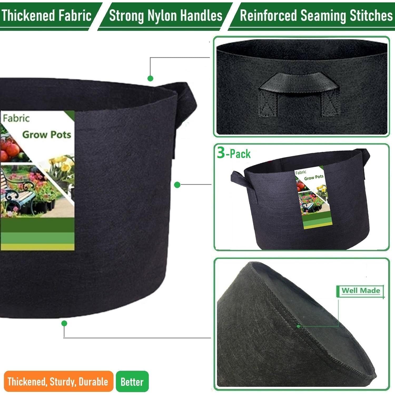 Paquete de 3 Bolsas de Cultivo Tespher 40 Galones 70x40 cm