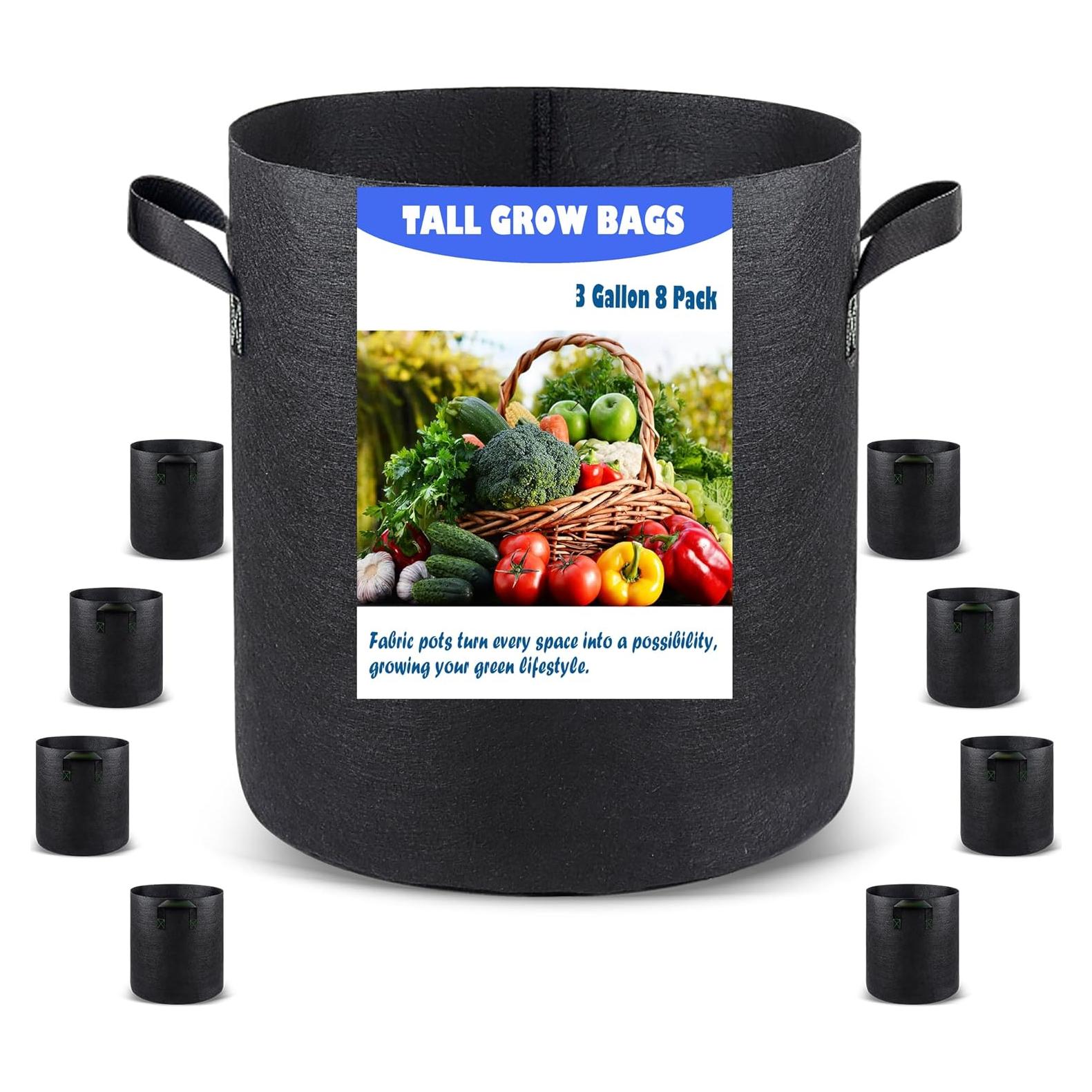 Bolsas de Cultivo Altas Growpropel 3 Galones 8 Paquete Tela Resistente
