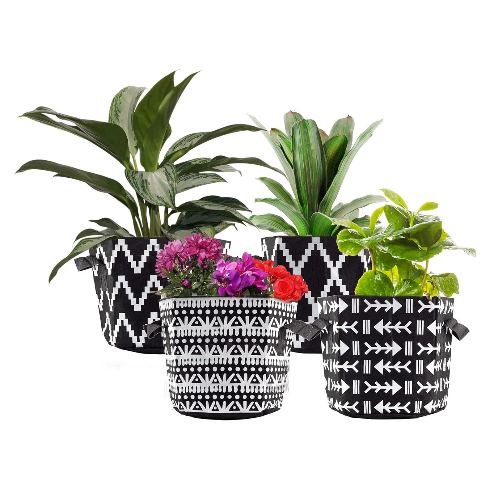 Bolsas de Cultivo Darware 3 Galones Juego de 4 Boho Negro Blanco