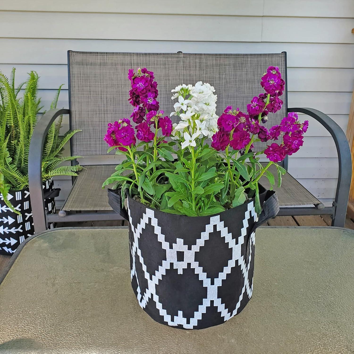 Bolsas de Cultivo Darware 3 Galones Juego de 4 Boho Negro Blanco