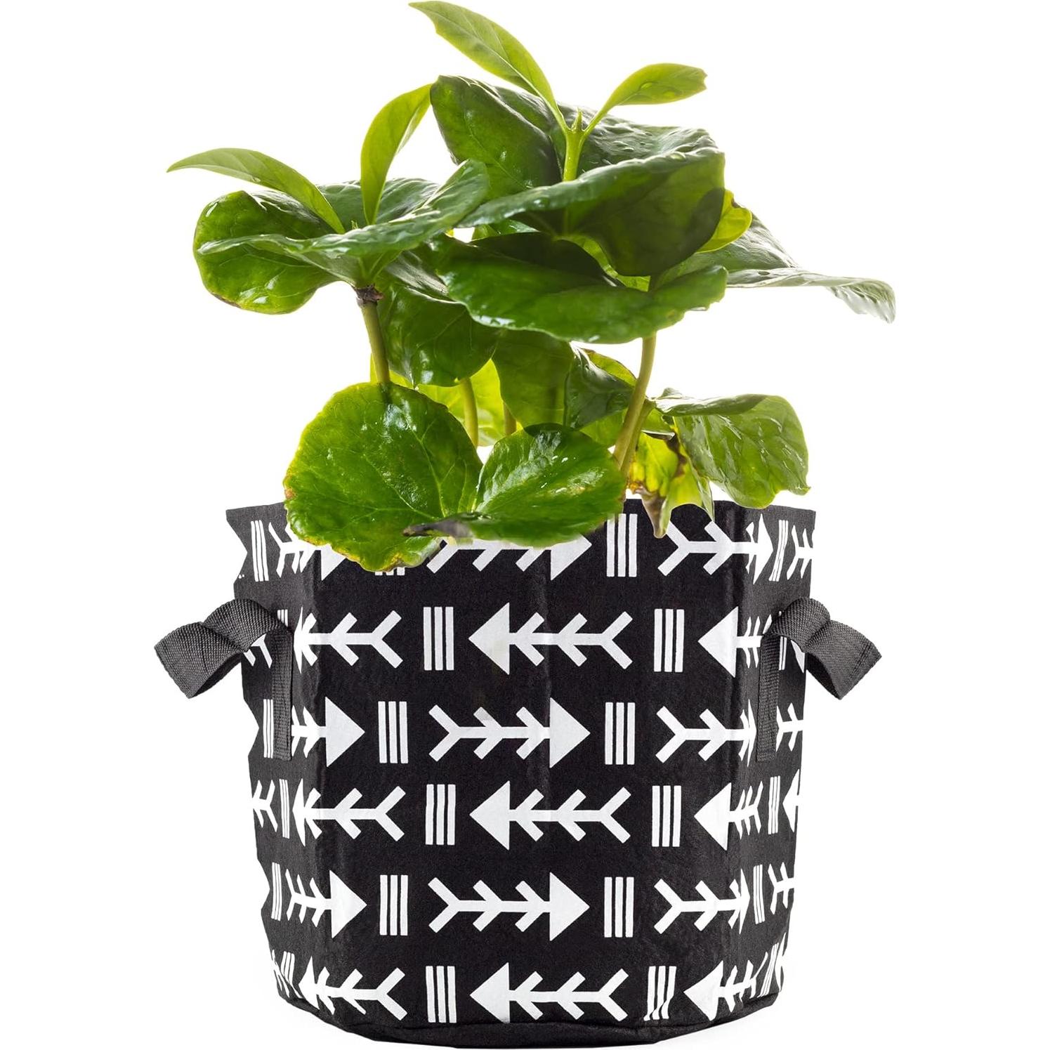 Bolsas de Cultivo Darware 3 Galones Juego de 4 Boho Negro Blanco