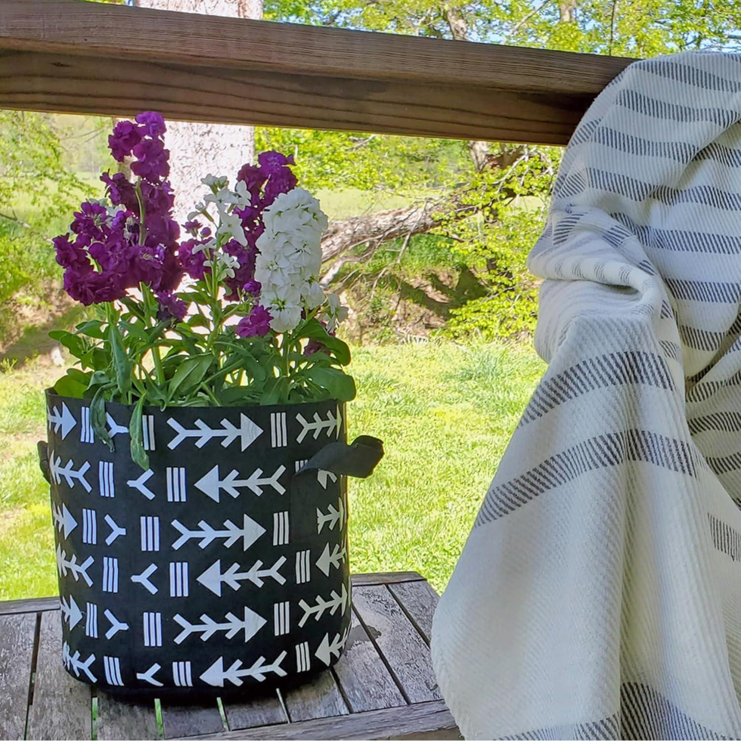 Bolsas de Cultivo Darware 3 Galones Juego de 4 Boho Negro Blanco