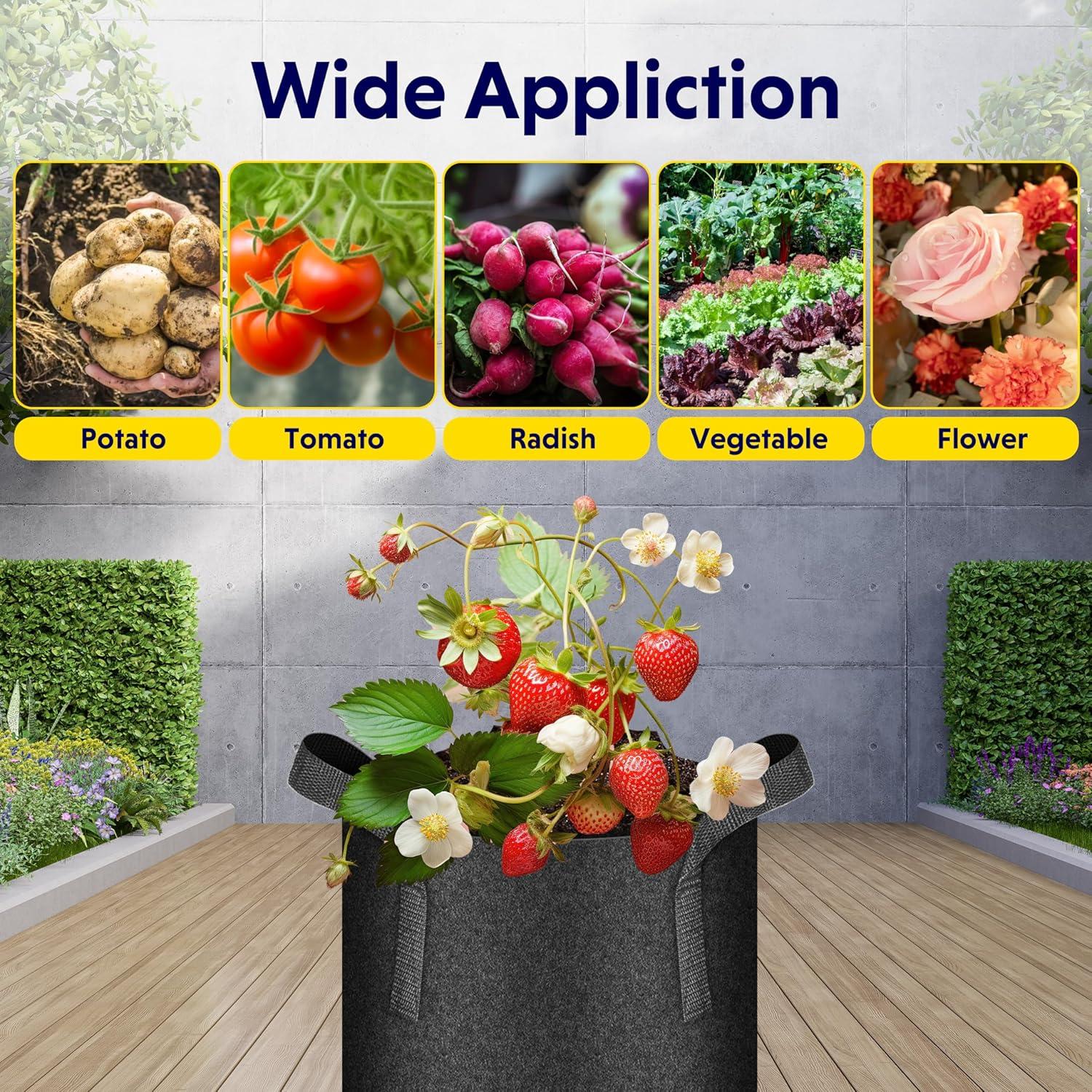 Macetas de Tela No Tejida iPower 11.4L 5 Paquete para Jardinería