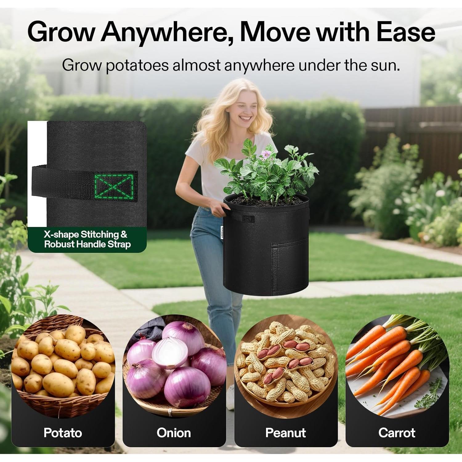 Bolsas de Cultivo VIVOSUN 7 Galones para Papas - 5 Piezas