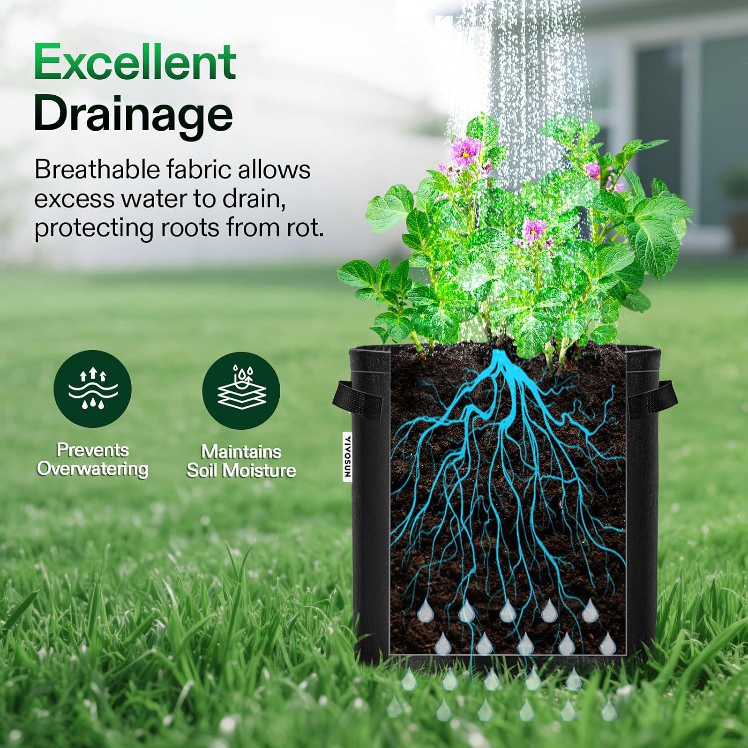 Bolsas de Cultivo VIVOSUN 7 Galones para Papas - 5 Piezas