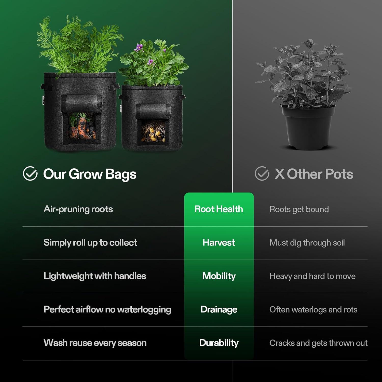 Bolsas de Cultivo VIVOSUN 7 Galones para Papas - 5 Piezas