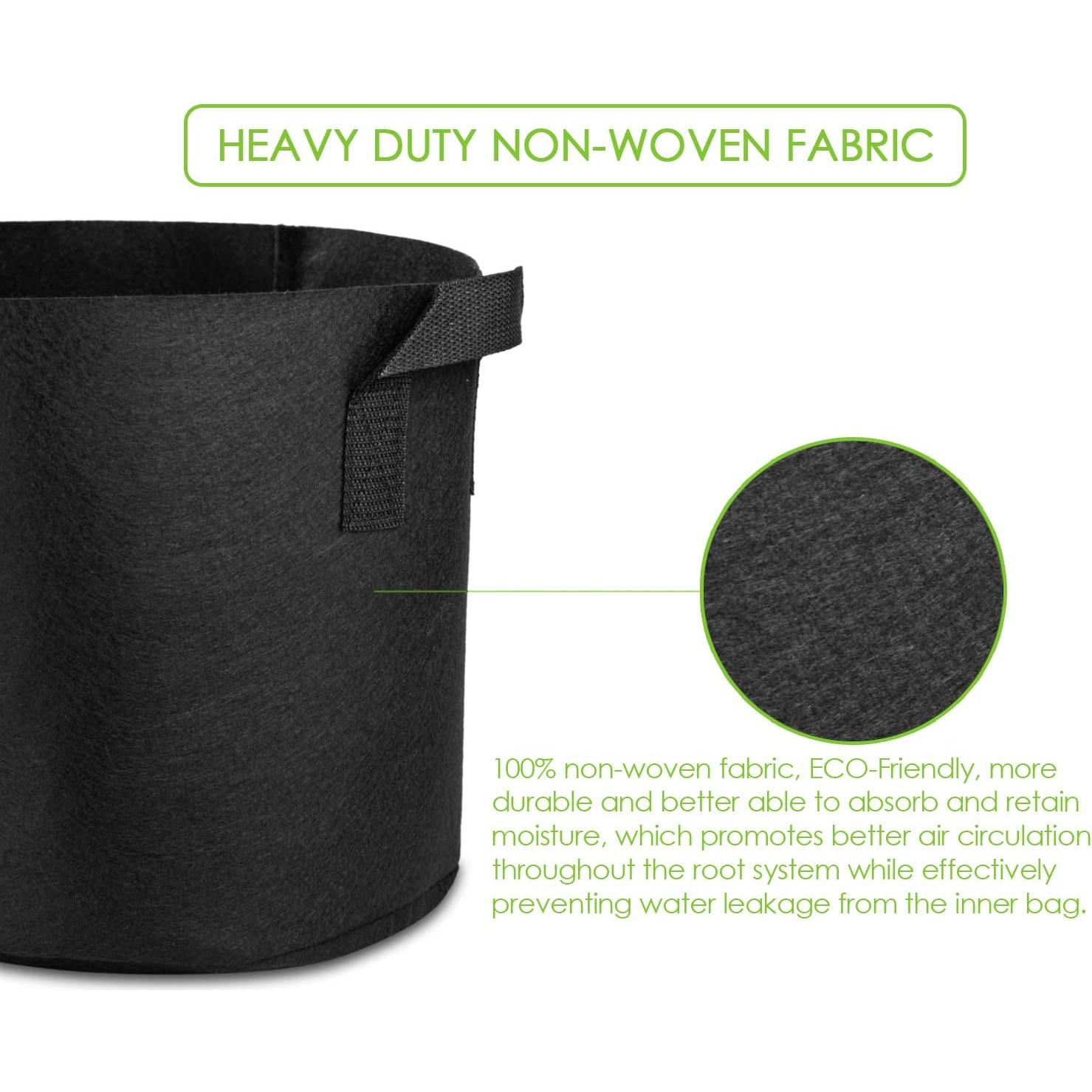 Paquete de 5 macetas de tela Garden4Ever 15 galones 56.78L