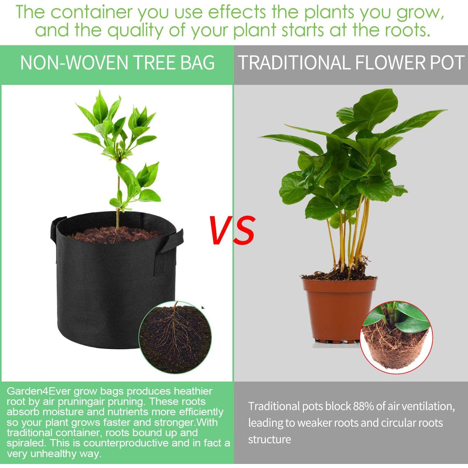 Paquete de 5 macetas de tela Garden4Ever 15 galones 56.78L