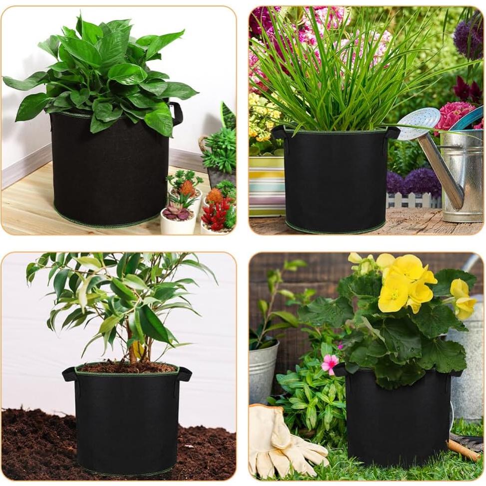 Bolsas de Crecimiento para Plantas GANAZONO 6Pcs 15L Tela Transpirable