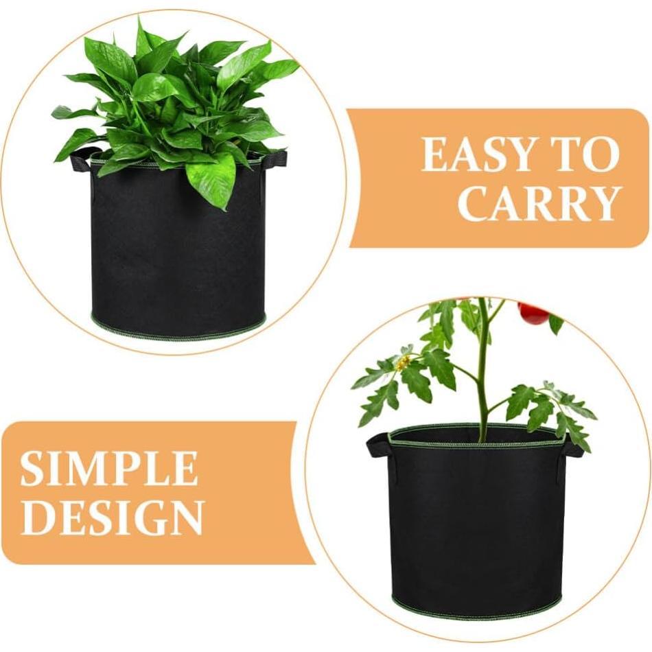 Bolsas de Crecimiento para Plantas GANAZONO 6Pcs 15L Tela Transpirable