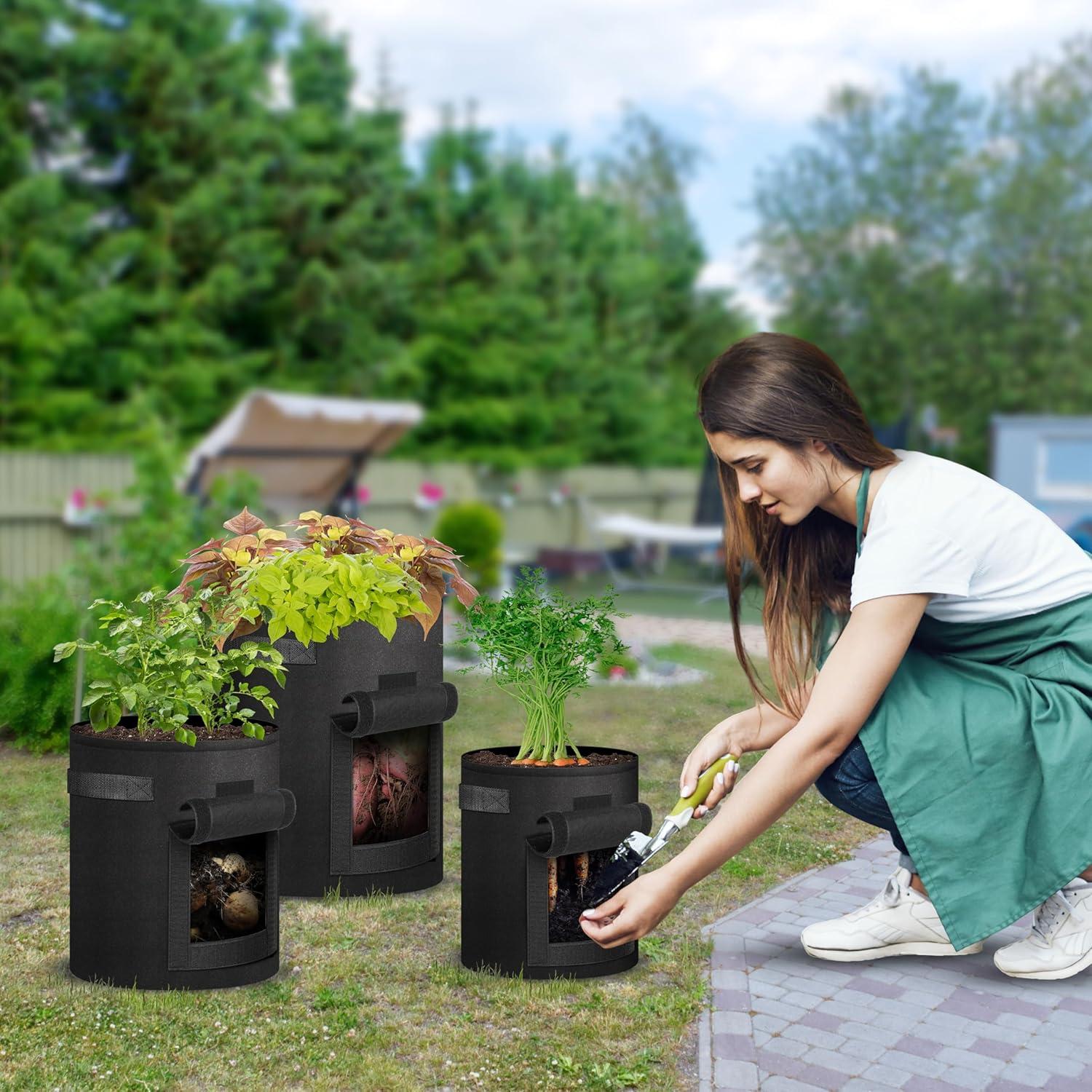 Bolsas de Cultivo de Patatas iPower 7 Galones Paquete de 5