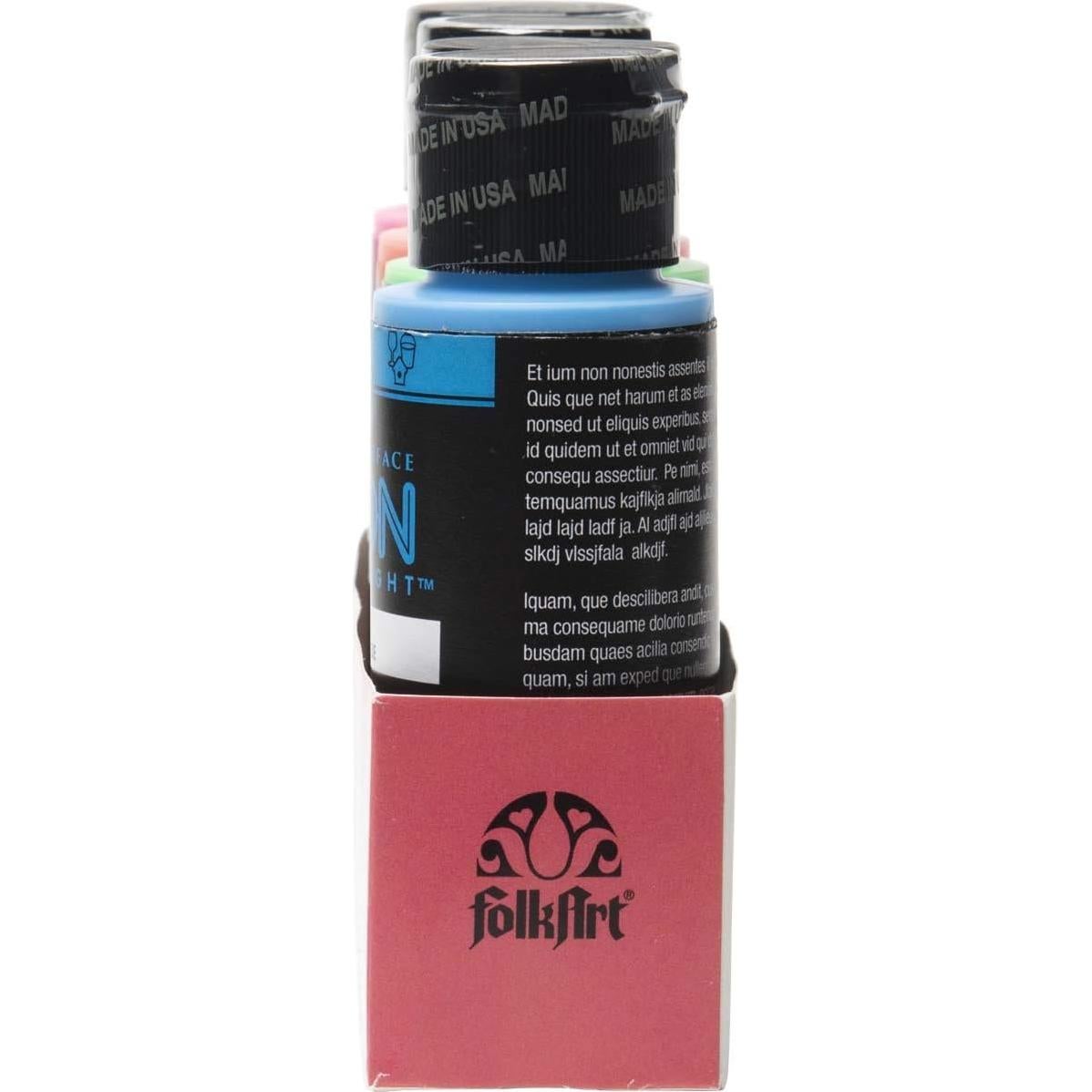 Set de Pintura Acrílica Neon FolkArt 4 Colores 60ml Multi-Superficie