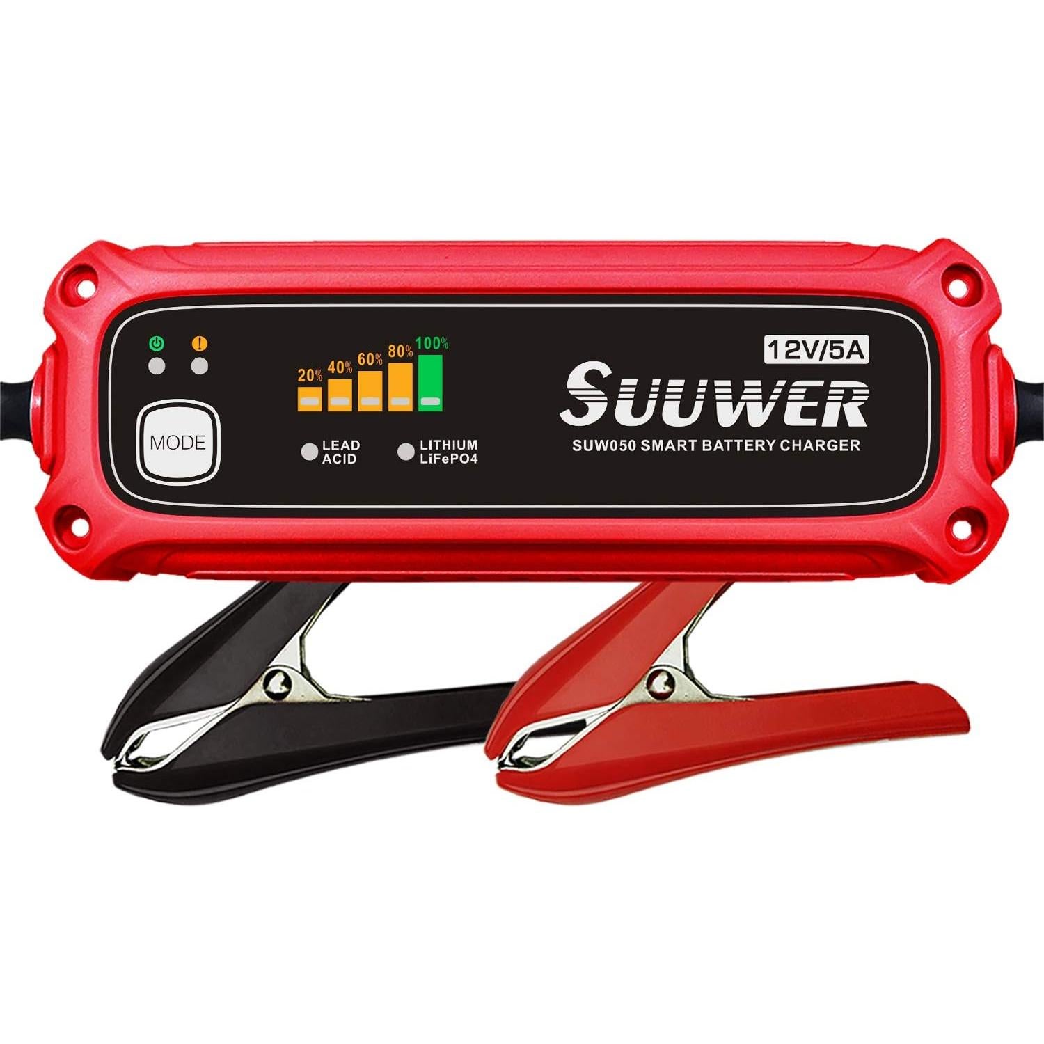 Cargador de Batería Inteligente Suuwer 12V 5A para Coche y Moto
