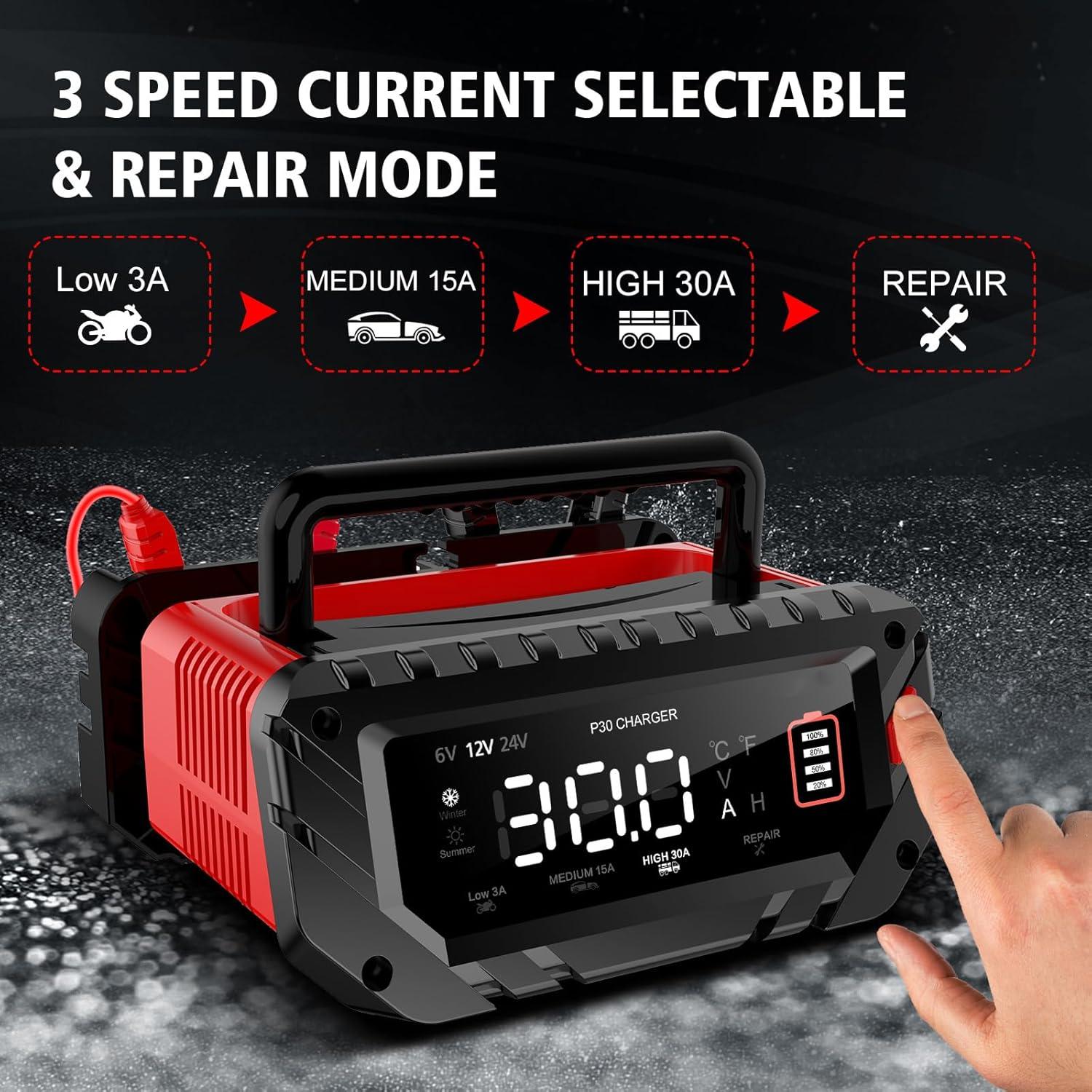 Cargador de Batería Inteligente Dght 30A 6V/12V/24V para Coche