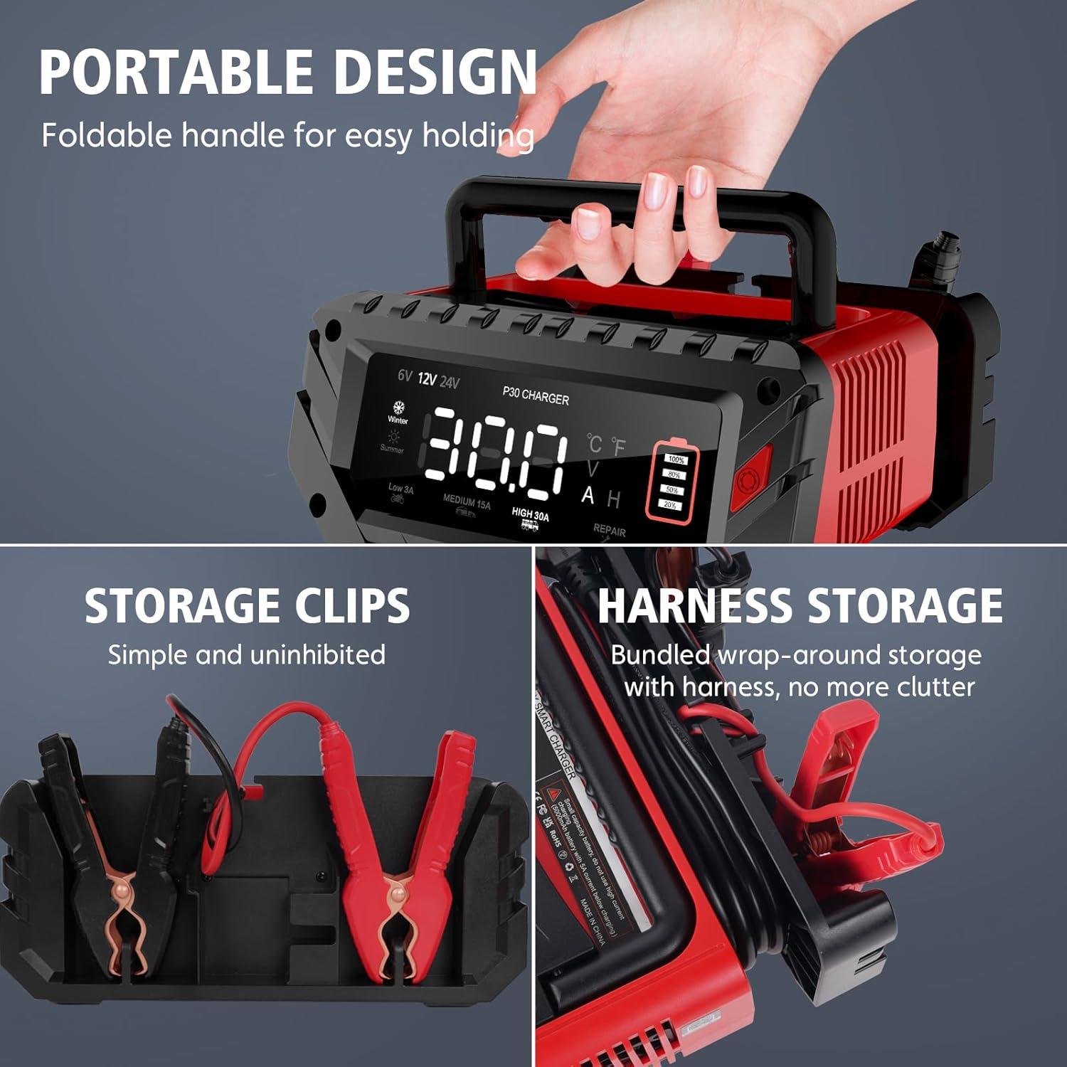 Cargador de Batería Inteligente Dght 30A 6V/12V/24V para Coche