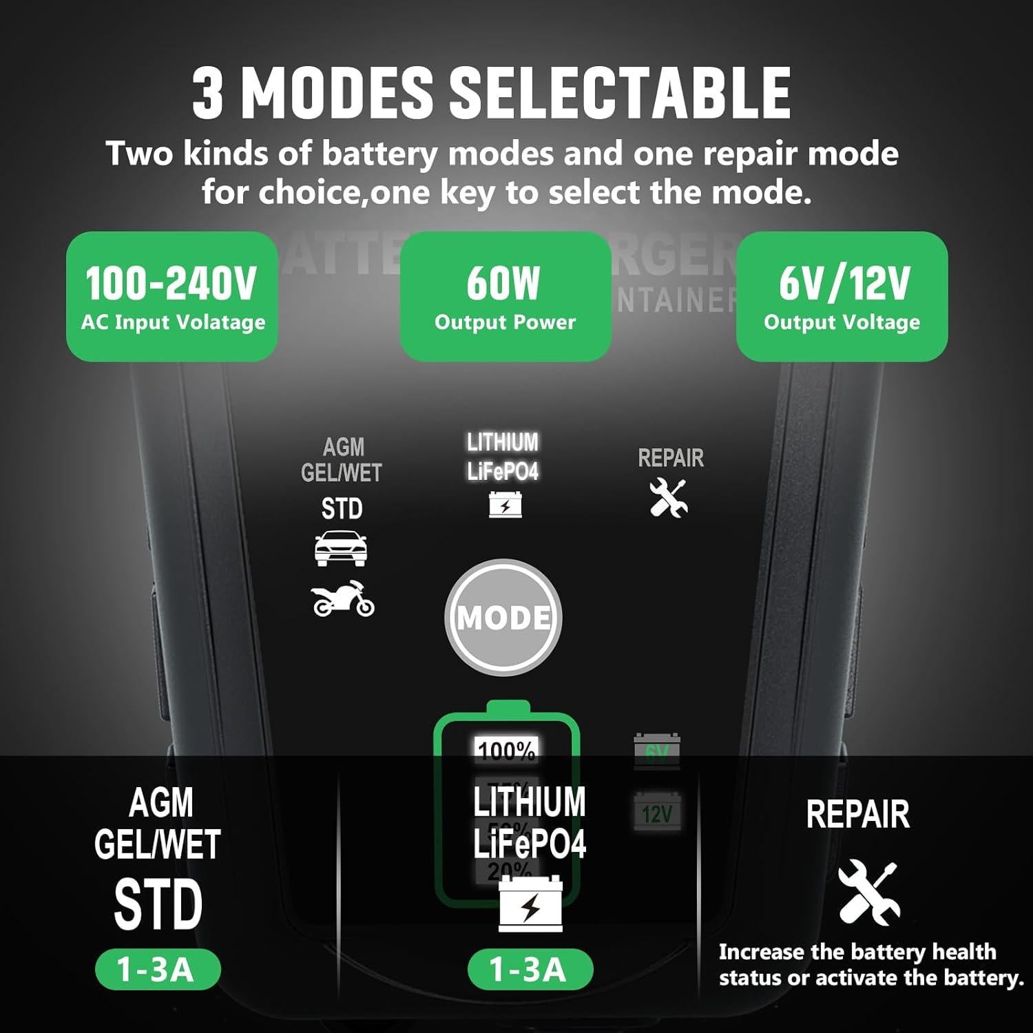 Cargador de Batería Inteligente 6V/12V ZHIHIUI 3A