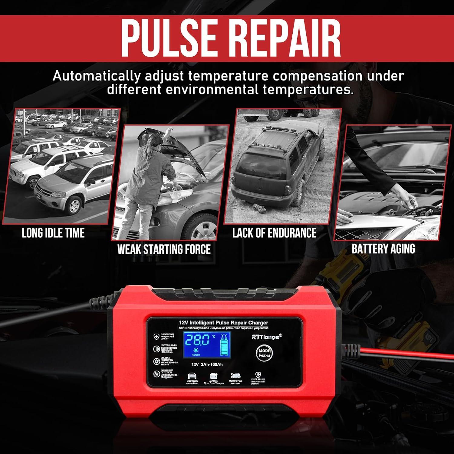 Cargador de Batería Inteligente 10A 12V 24V MIRUNNY Automático