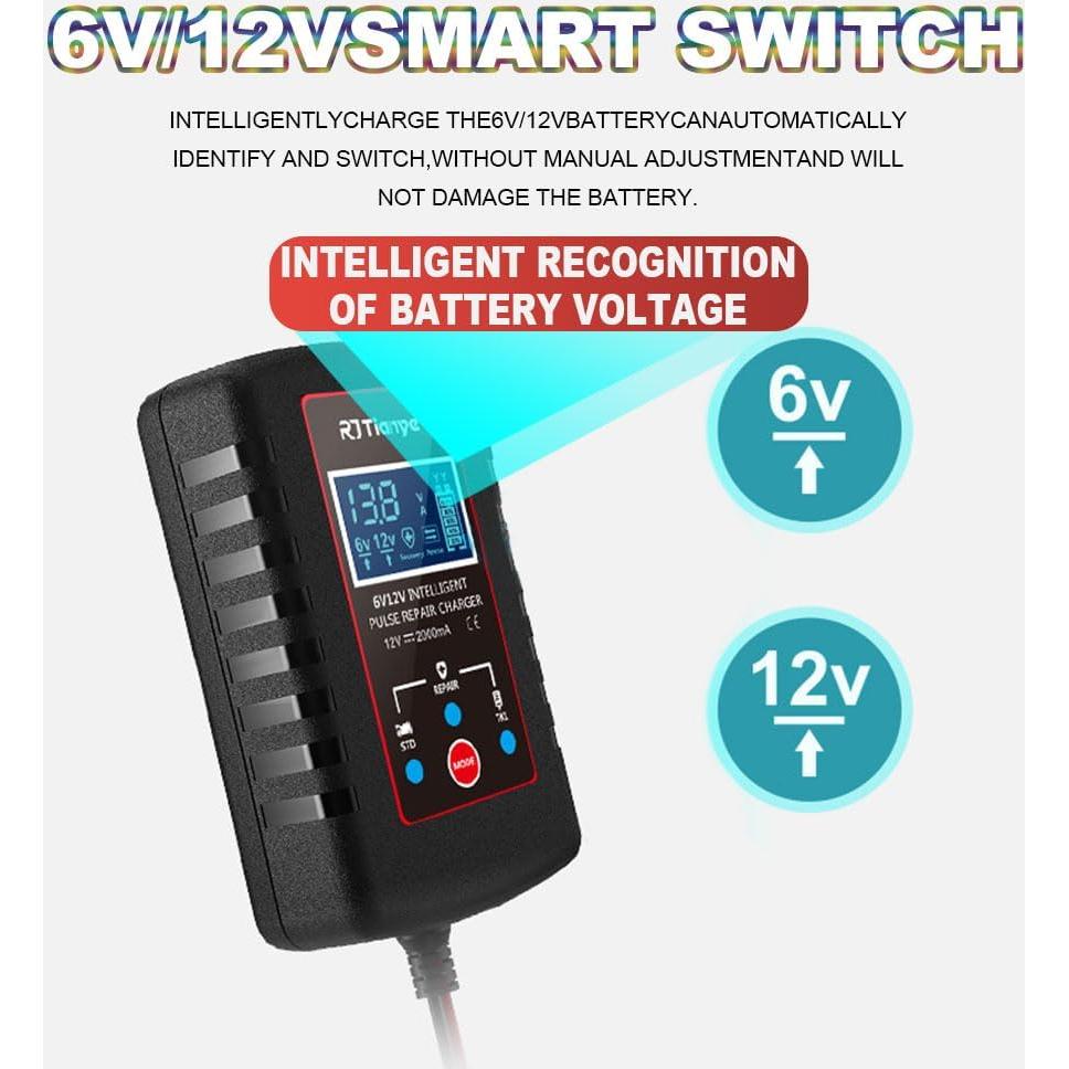 Cargador de Batería Inteligente B-Qtech 2A 6V/12V LCD
