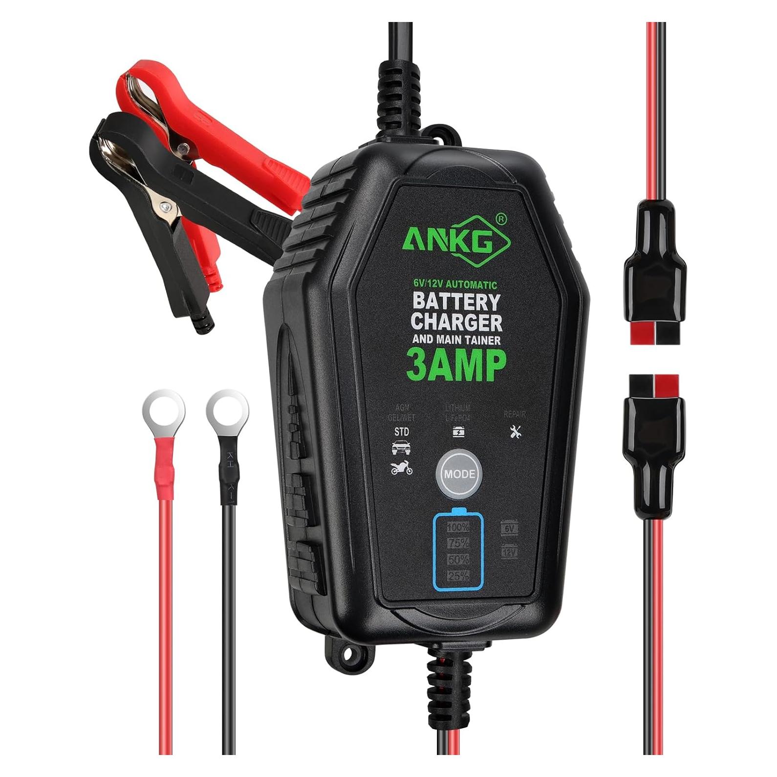 Cargador de Batería Inteligente 3A 6V/12V ANKG-02 a Prueba de Agua