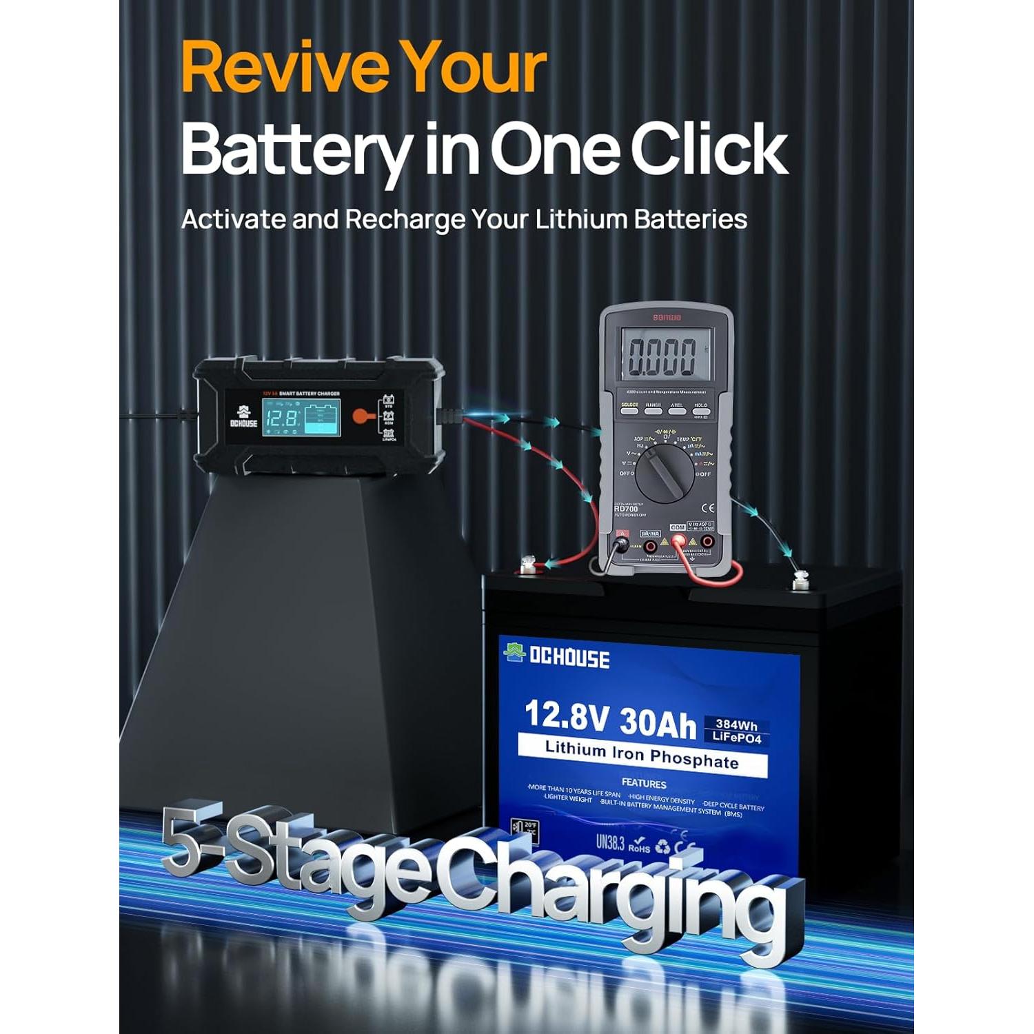 Cargador Inteligente de Batería 12V DC HOUSE 5A LiFePO4