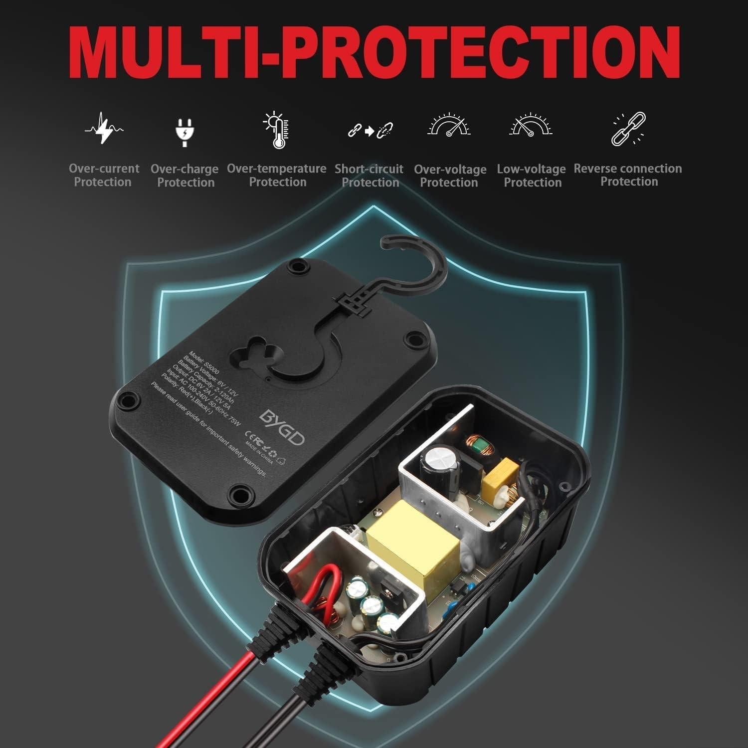 Cargador de Batería Inteligente BYGD 5A 6V 12V Automotriz