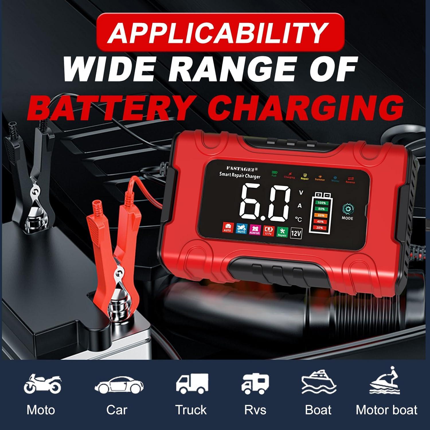 Cargador Inteligente de Batería 12V 6A FASTAGEI con Reparación