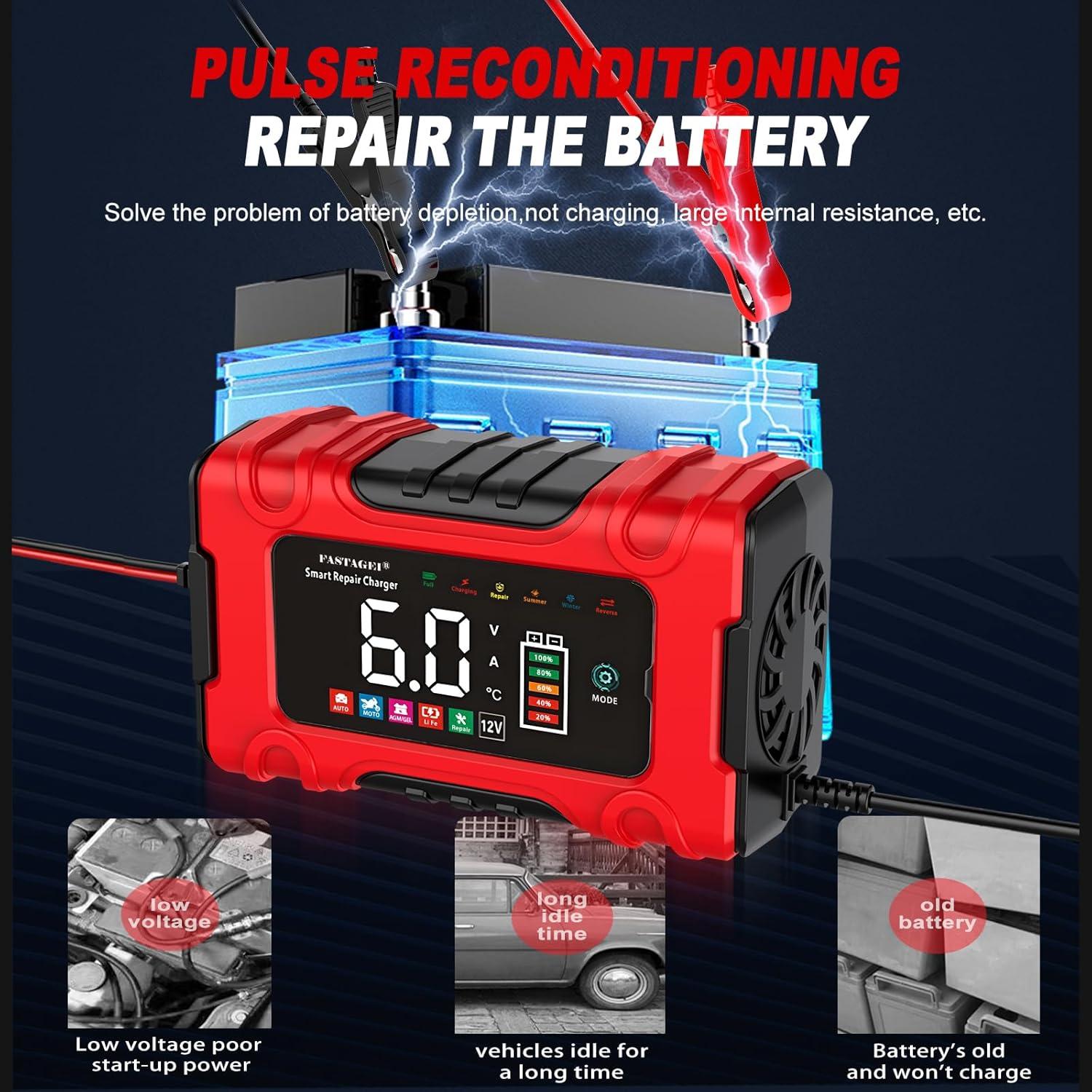 Cargador Inteligente de Batería 12V 6A FASTAGEI con Reparación