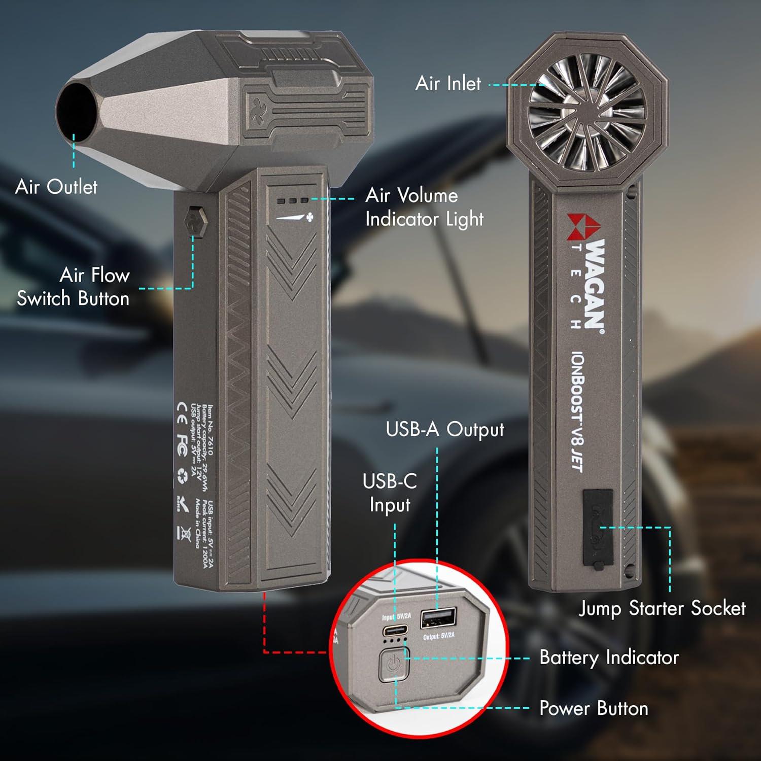 Arrancador de Salto Wagan EL7610 iOnBoost V8 Jet 1200A con Soplador Turbo