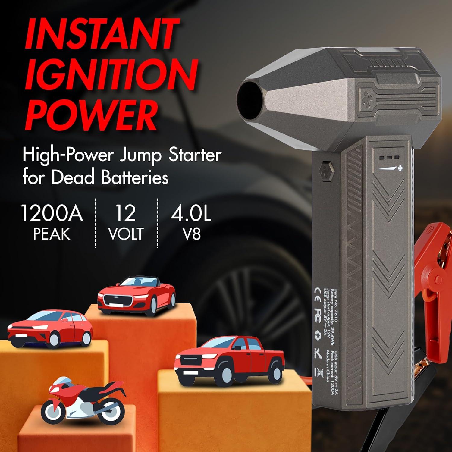 Arrancador de Salto Wagan EL7610 iOnBoost V8 Jet 1200A con Soplador Turbo