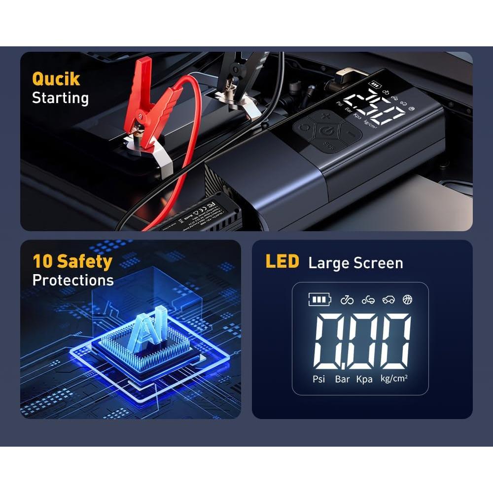 Compresor de Aire Portátil Genérico con Arrancador de Batería 150 PSI