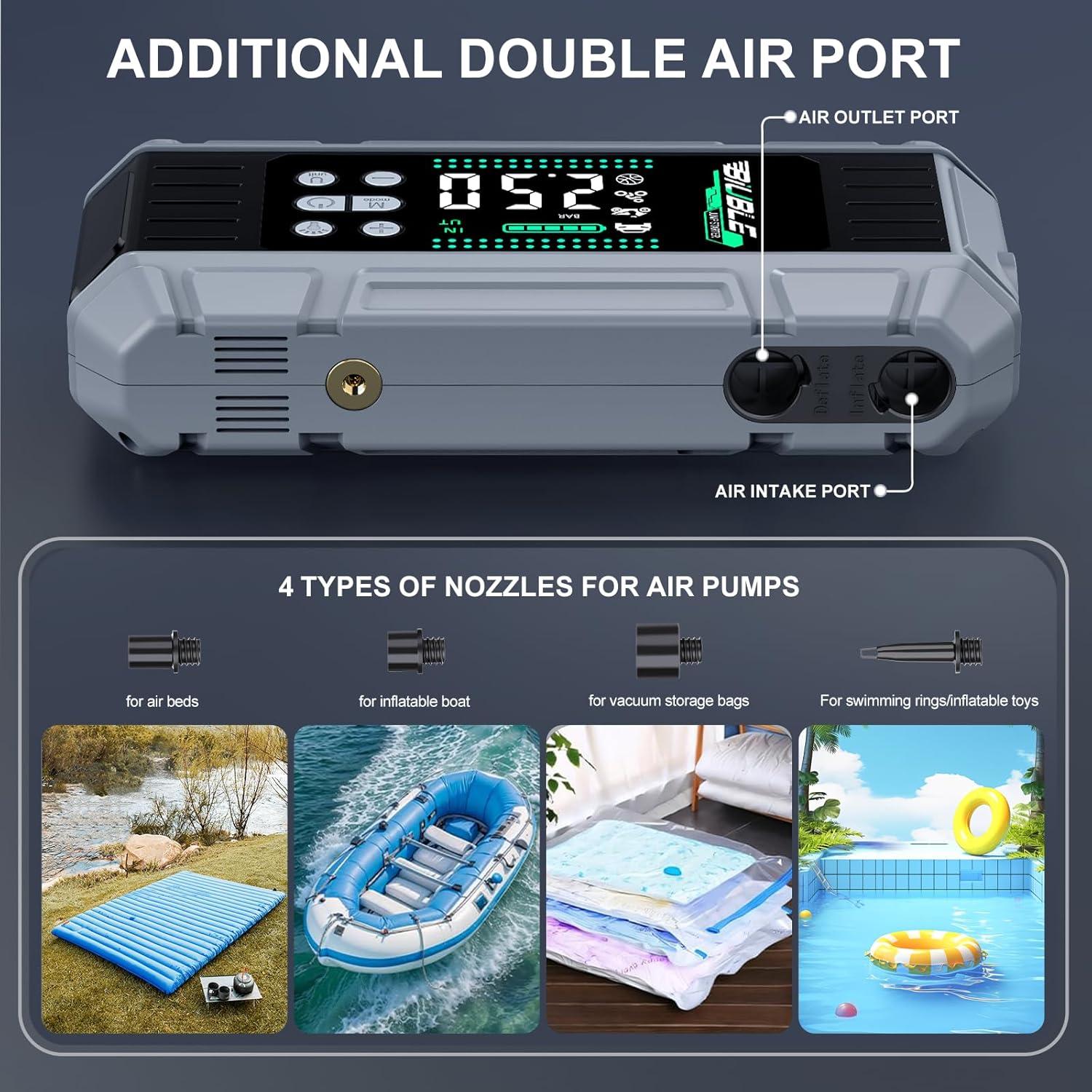 Arrancador de Batería Portátil BIUBLE X7 8000A con Compresor 150PSI