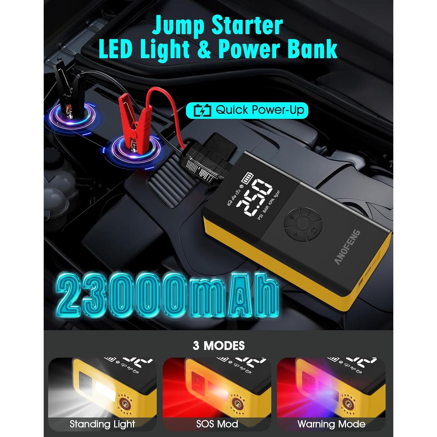Arrancador de Coche ANOFENG PS-211 4000A con Compresor 150PSI