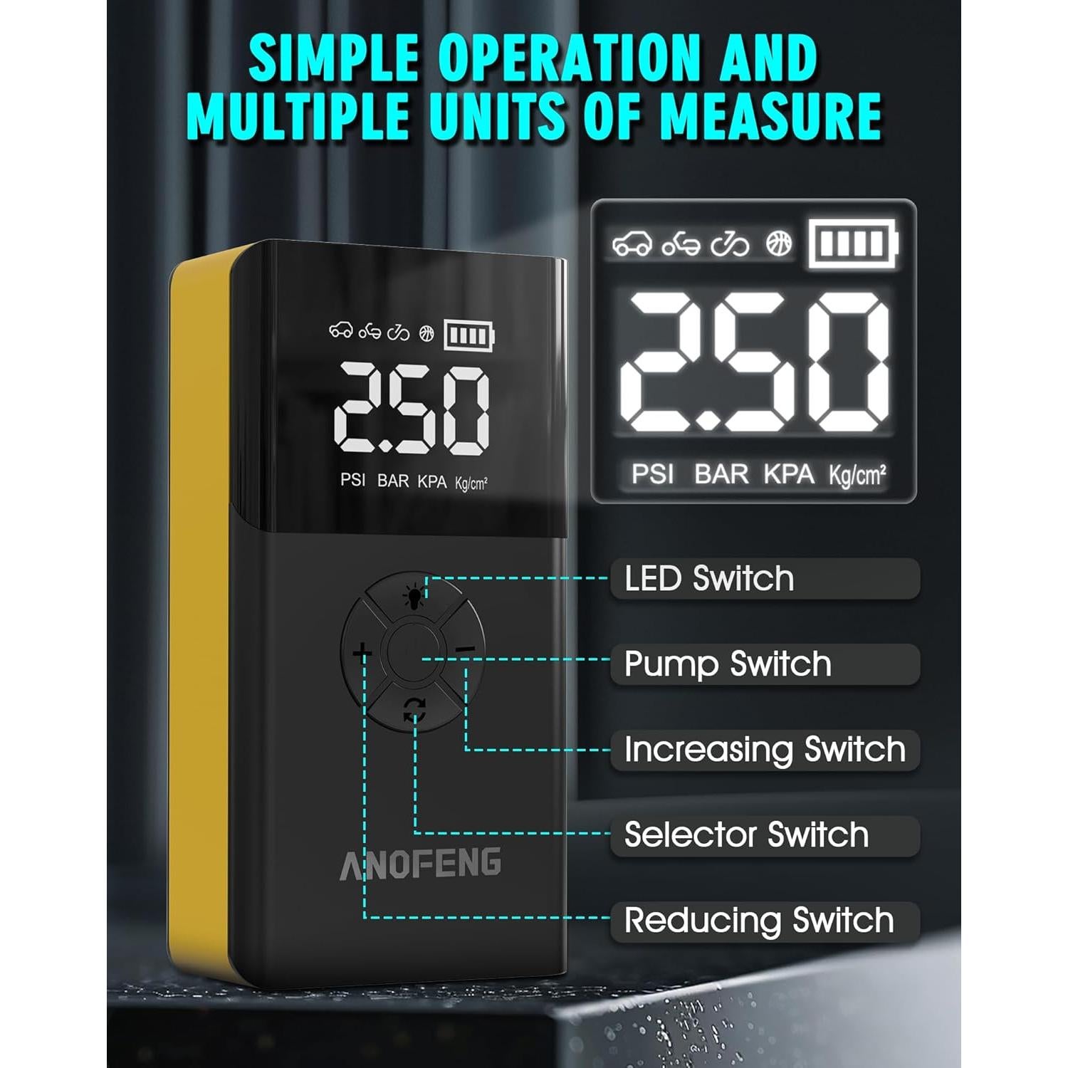 Arrancador de Coche ANOFENG PS-211 4000A con Compresor 150PSI