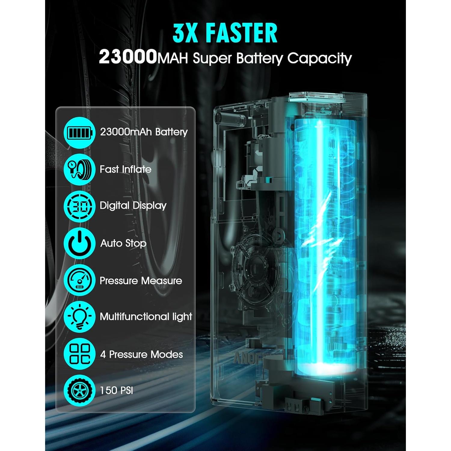 Arrancador de Coche ANOFENG PS-211 4000A con Compresor 150PSI