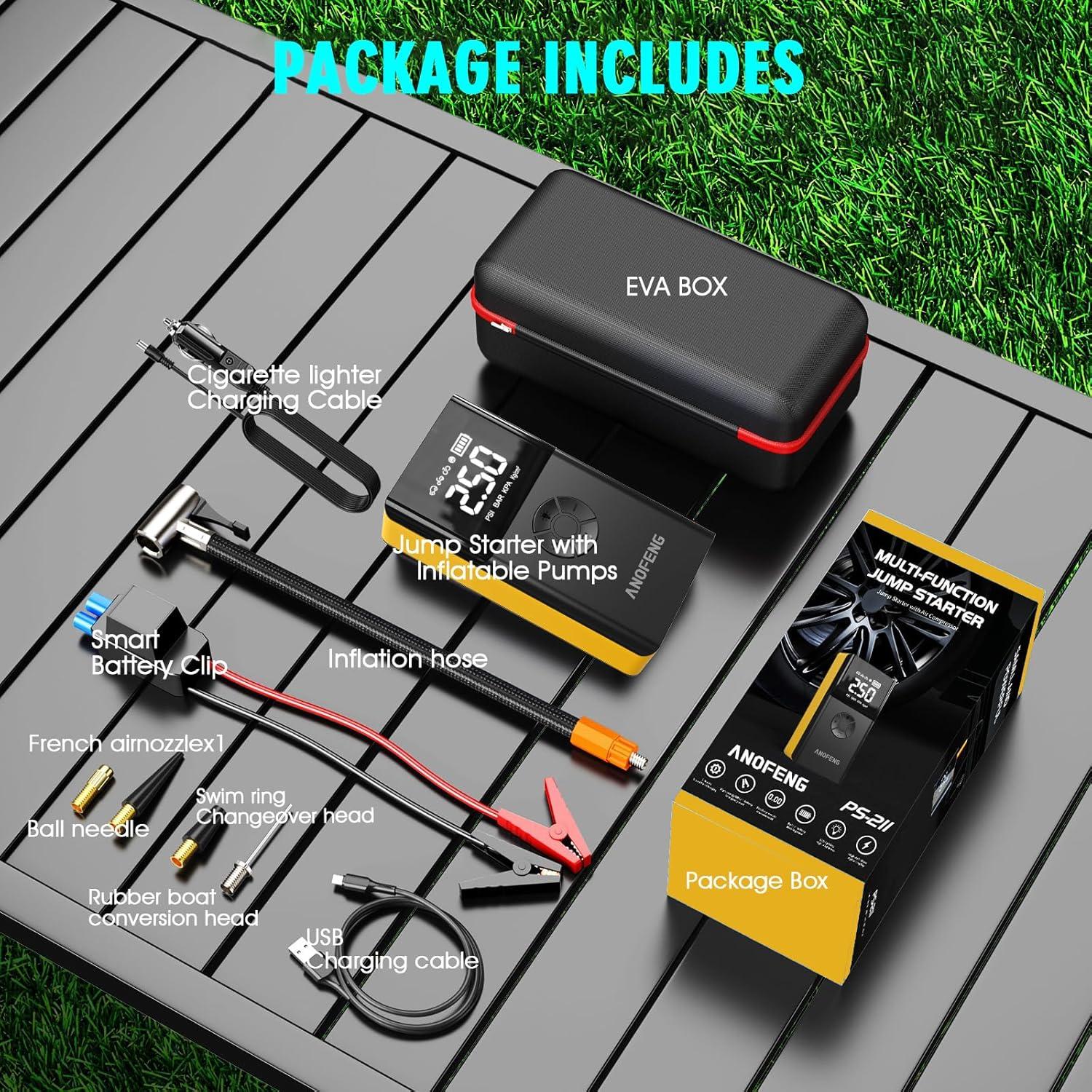 Arrancador de Coche ANOFENG PS-211 4000A con Compresor 150PSI