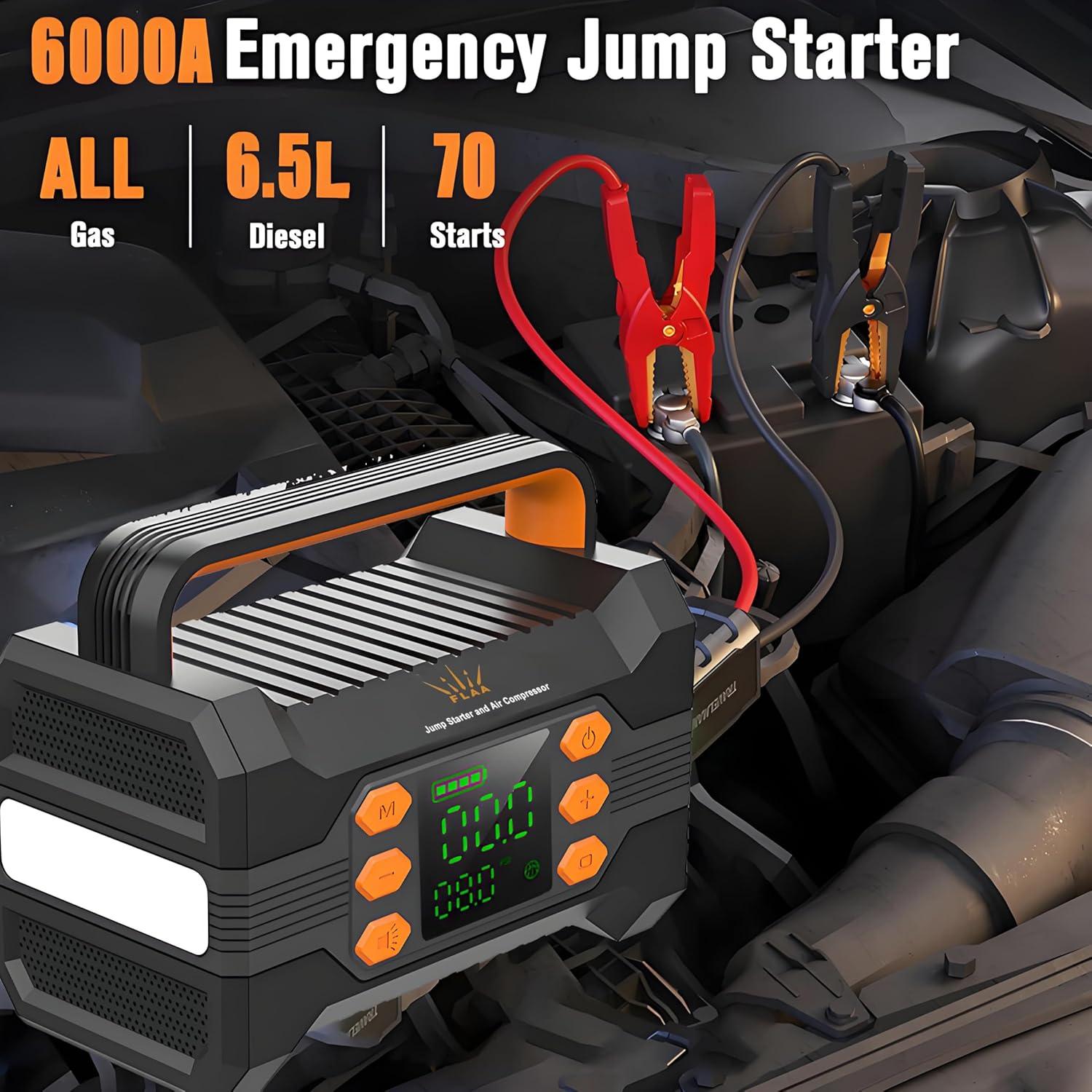 Arrancador de Salto FLAA 6000A con Compresor 150PSI 12V