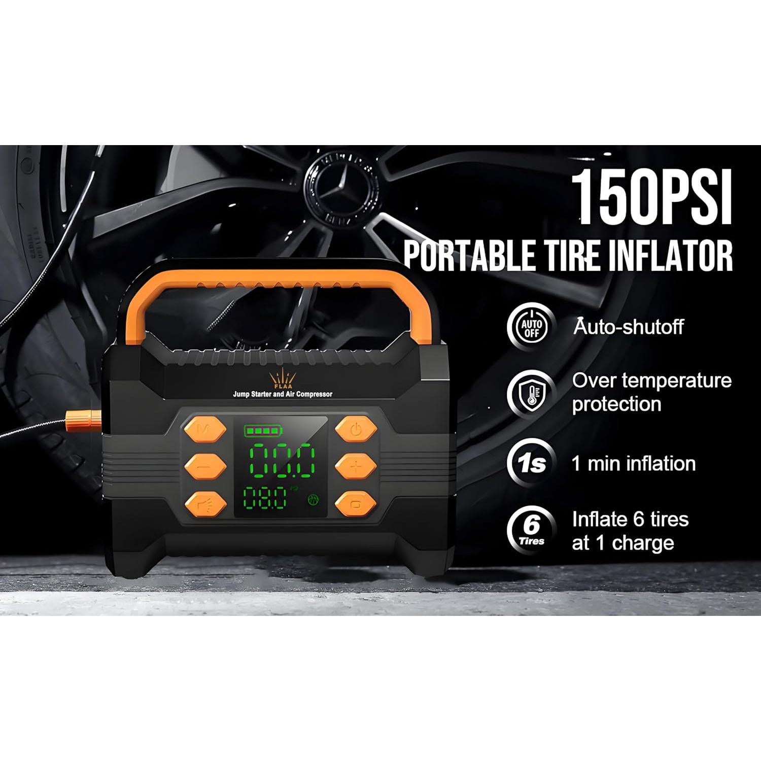 Arrancador de Salto FLAA 6000A con Compresor 150PSI 12V